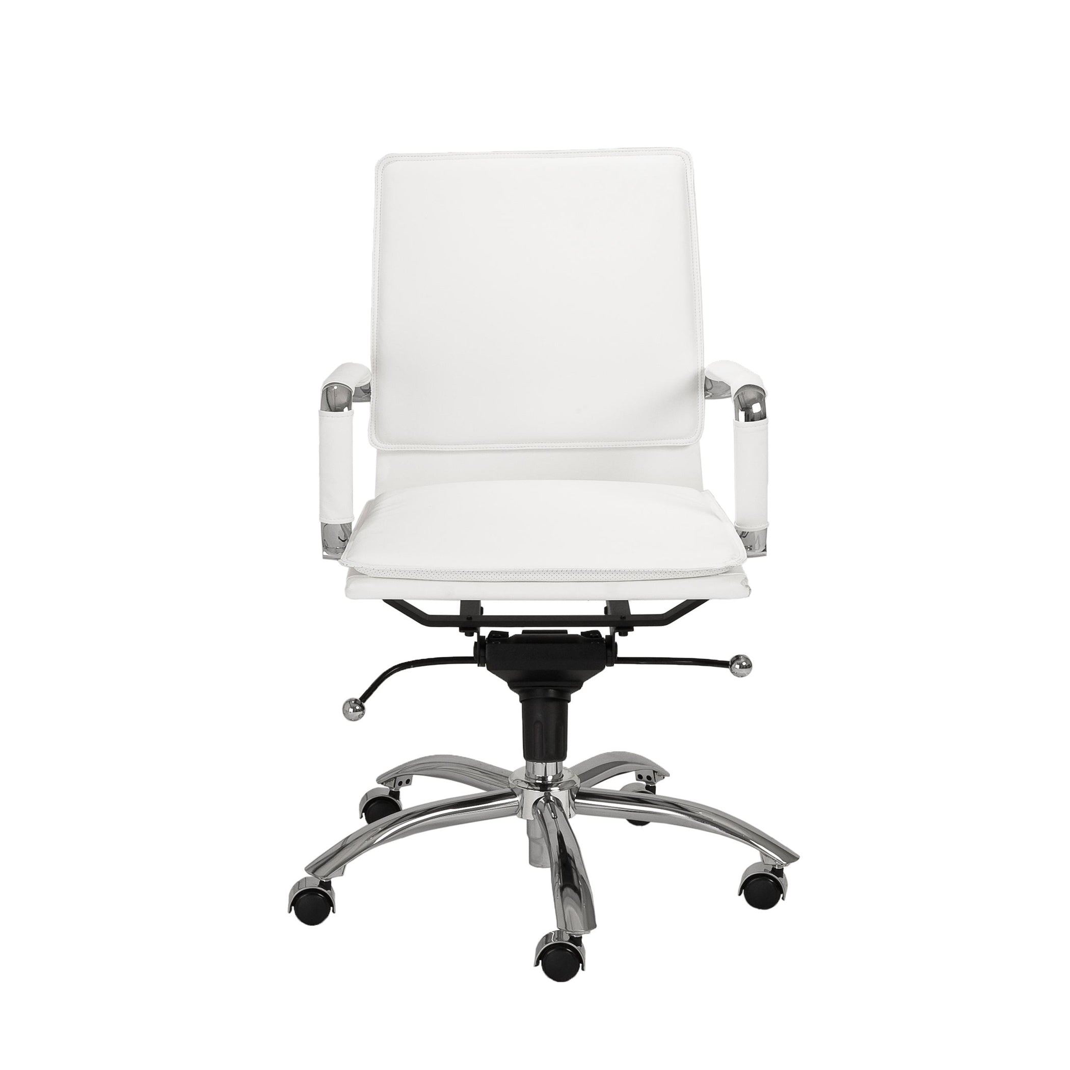 Eurostyle Gunar Pro Low Back Office Leather Chair with Chromed Steel Base - Ergonomic Desk Chair for Home Office & Executive Workspaces
