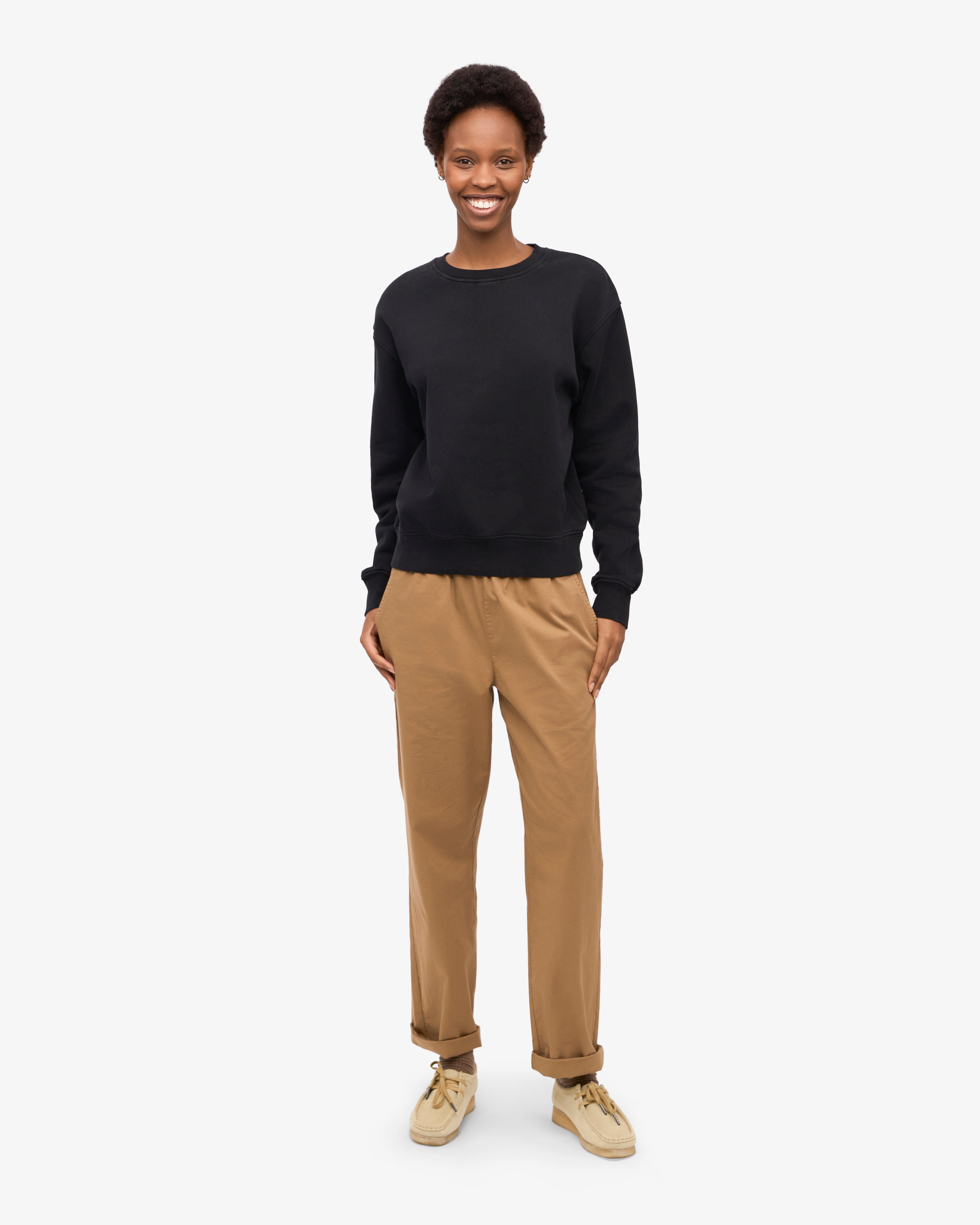 Organic Cotton Women's Classic Crew Neck T-Shirt - Deep Black | Soft & Comfortable for Casual Wear, Layering & Everyday Outfits