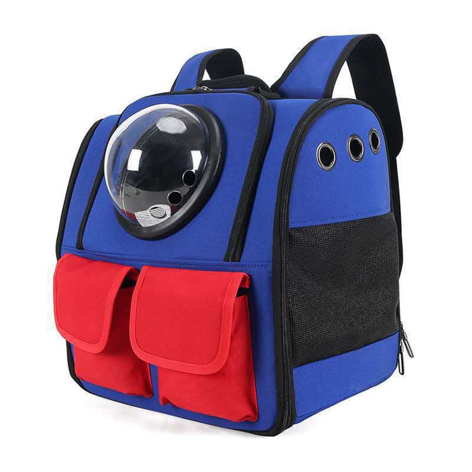 Lizzzy Pet Backpack Carrier for Cats - Lightweight Breathable Spaceship Design, Portable Travel Cat Bag with Large Space for Hiking, Vet Visits & Outdoor Adventures (Blue) - Perfect for Small Pets, Daily Commutes & Seasonal Outings