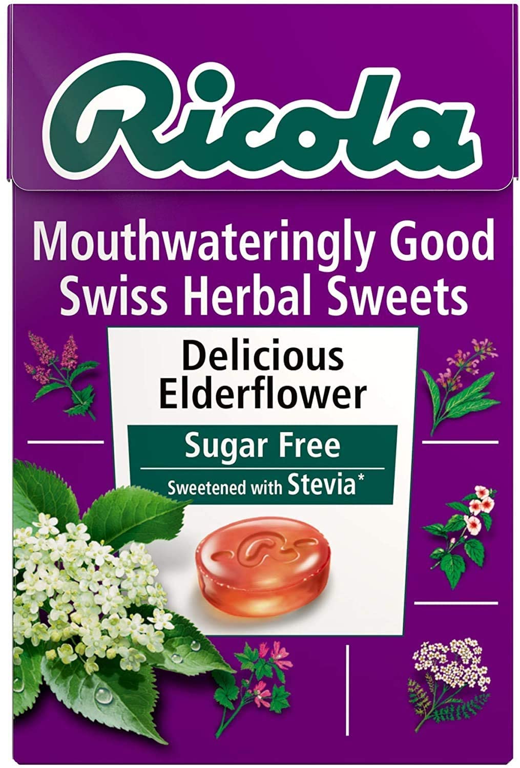 Ricola Sugar Free Elderflower Flavor Candy Drops - 20 Pack - Natural Throat Soothing Drops for Dry Mouth & Fresh Breath - Perfect for Travel, Office & Daily Use