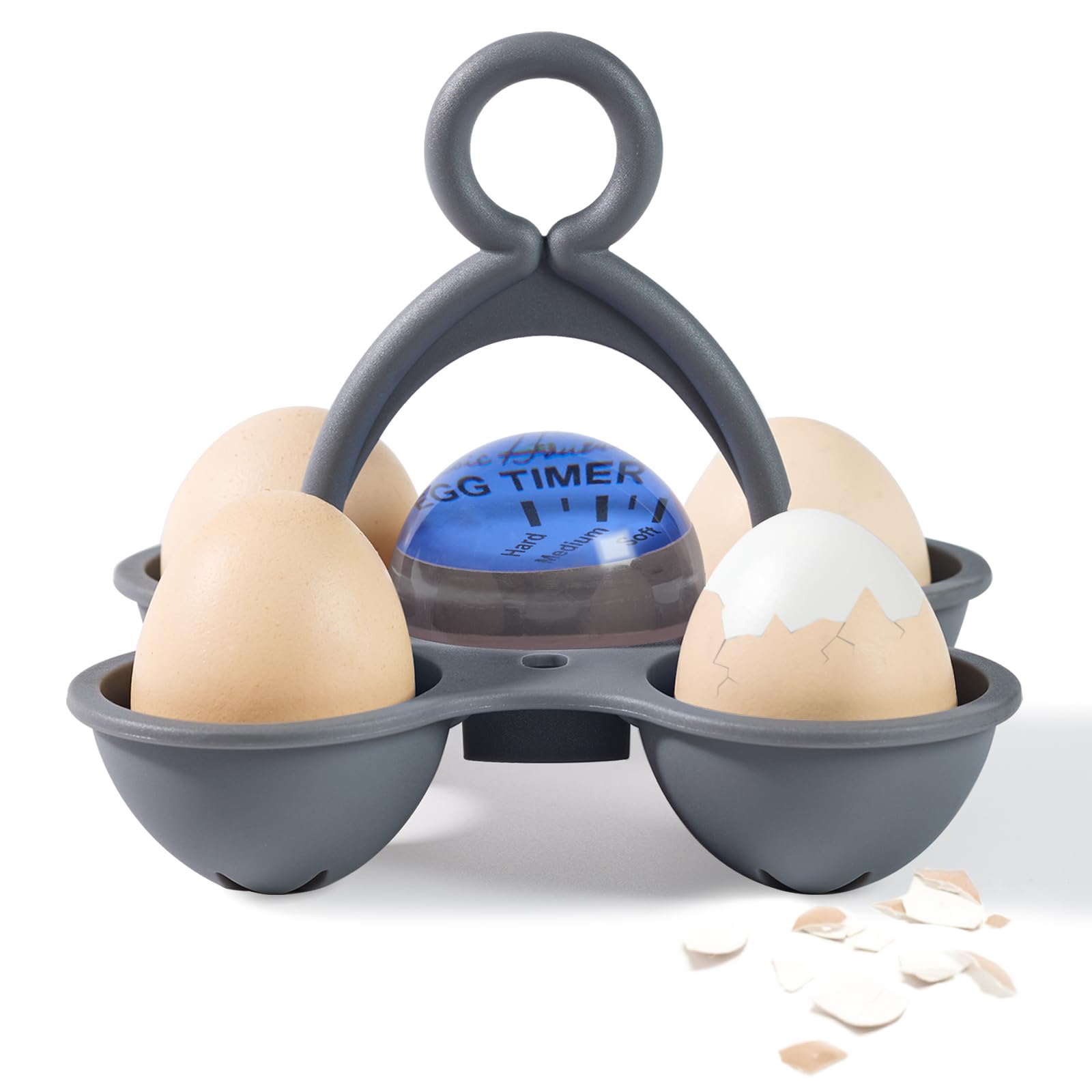 Esie Houzie Color Changing Egg Timer for Perfect Hard, Medium, Soft Boiled Eggs - 4 Egg Holder for Easy Cooking (Blue) | Ideal for Breakfast Meal Prep, Kitchen Gadgets & Cooking Accessories