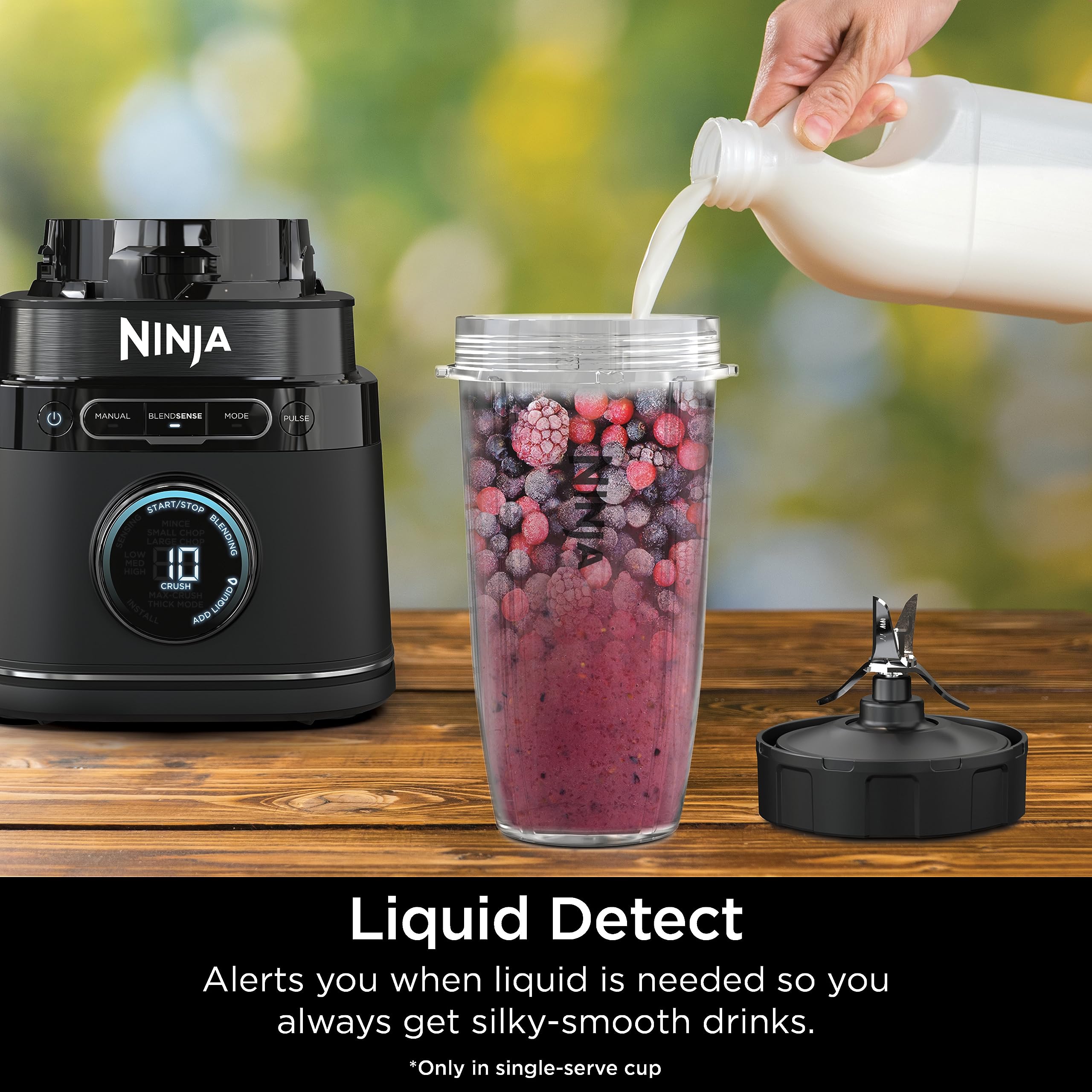 Ninja Detect Power Blender Pro with Personal Single-Serve Cups - 1800W High-Speed Blender for Smoothies, Shakes, Food Prep & More | BlendSense Technology | 72oz Pitcher + (2) 24oz To-Go Cups | Compact Countertop Design | Perfect for Kitchens, Offices & Healthy Lifestyles (Black, Model TB301)