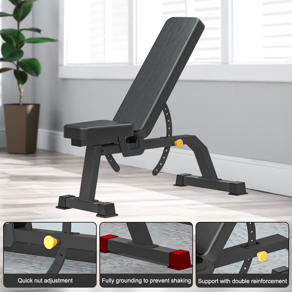 Adjustable Weight Bench for Home Gym - Professional Incline Flat Decline Workout Bench with Sit Up Function, Dumbbell Stool - Perfect for Strength Training, Bodybuilding & Home Fitness