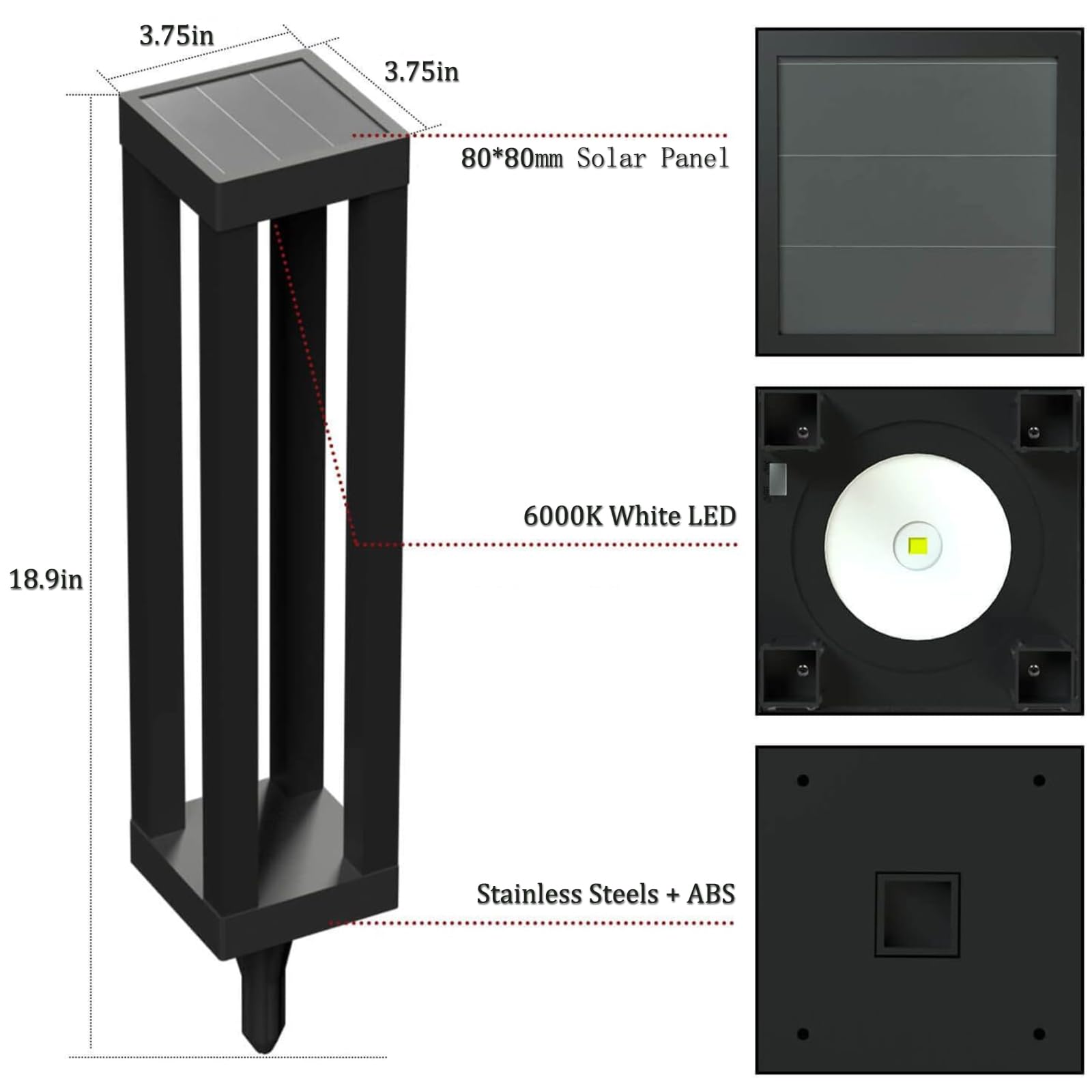 Solar Powered Outdoor Floor Lamp - Waterproof Stainless Steel Solar Street Light for Garden, Yard, Pathway & Porch | Energy-Efficient Deck Lighting for Nighttime Safety & Ambience