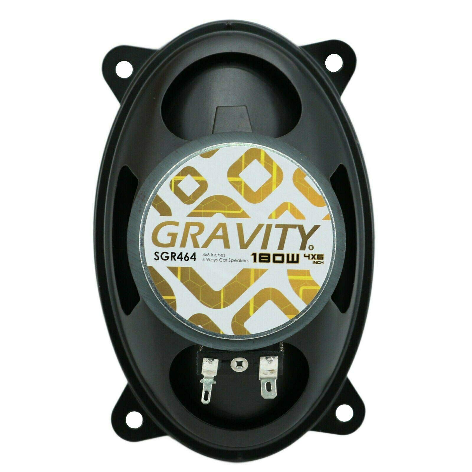4X Gravity SGR464 4x6-Inch 4-Way 180W Peak Power Car Speakers - 2 Pairs | CEA Rated, Alpha Cellulose Cones & Moisture-Resistant Rubber Surround | Perfect for Car Audio Upgrades, Trucks & SUVs