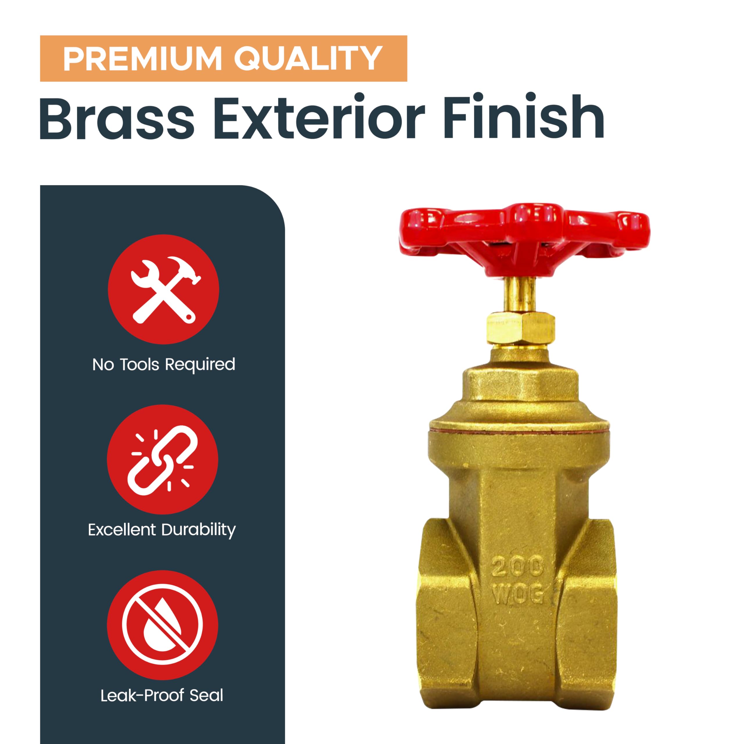 3 Inch Brass Gate Valve - NSF Certified for Potable Water, Non-Rising Stem, NPT Female Connection - Durable Brass Fitting for Water, Oil & Gas Applications - Perfect for Plumbing Systems, Irrigation & Industrial Use