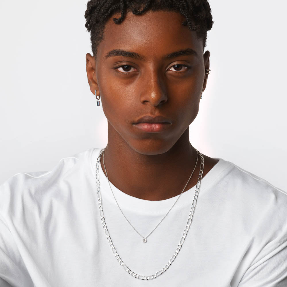 Stylish Silver Figaro Chain Necklace for Men - Perfect Gift for Boyfriend, Husband & Anniversary - Trendy Layered Jewelry for Casual & Formal Occasions