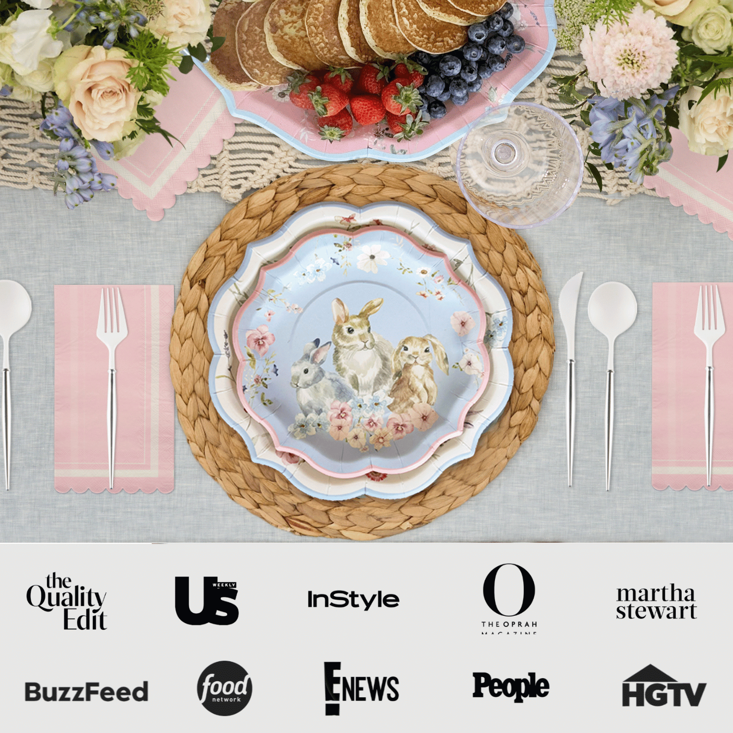 Easter Fields Table Setting - 16-Piece Spring Dinnerware Set for Holiday & Party Decorations | Perfect for Easter, Spring Celebrations & Family Gatherings