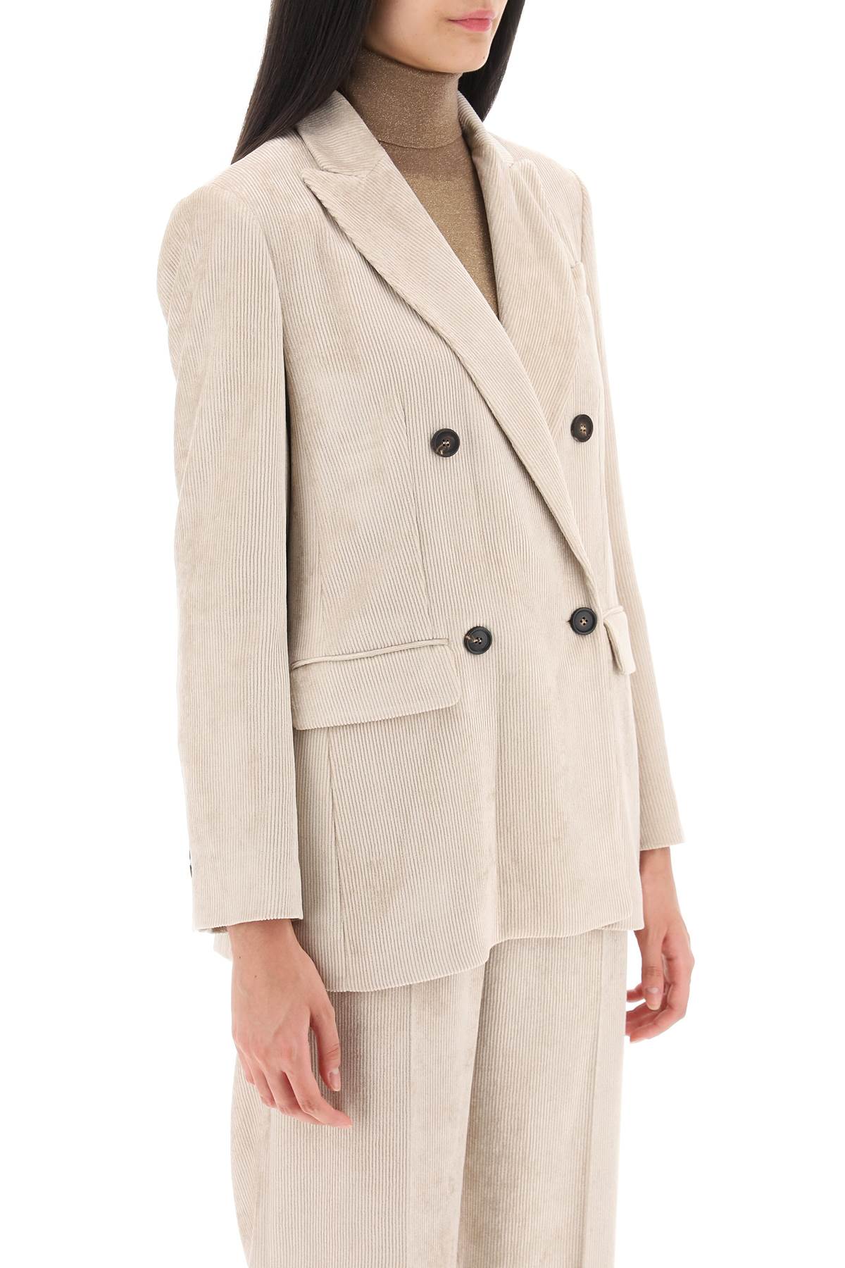 Brunello Cucinelli Deconstructed Double Breasted Blazer in Corduroy - Premium Men's Luxury Jacket for Business, Office & Formal Occasions