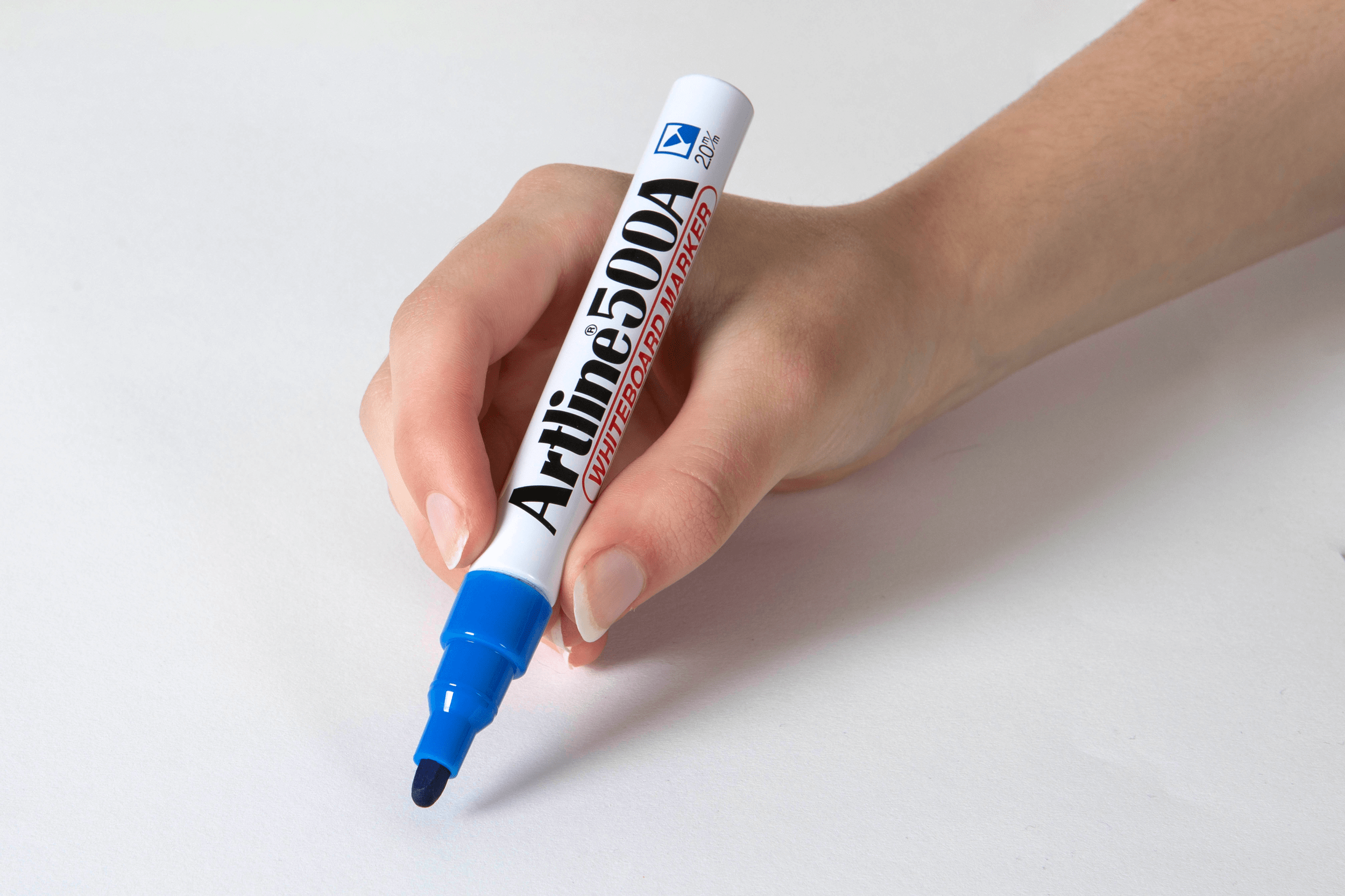 Artline 500A Whiteboard Markers - 12 Pack Blue Bullet Tip (2mm) for Classroom, Office & Home Use - Dry Erase Markers for Whiteboards, Glass & Non-Porous Surfaces
