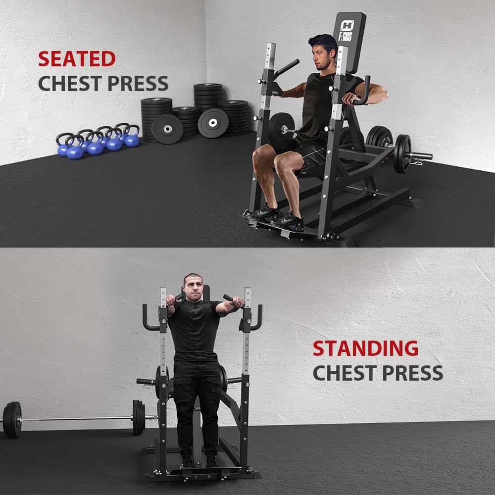 2-in-1 Adjustable Height Standing & Seated Chest Press Machine with Multi-Grip Handles - Home Gym Equipment for Full Chest Workout (Ideal for Small Spaces & Strength Training)
