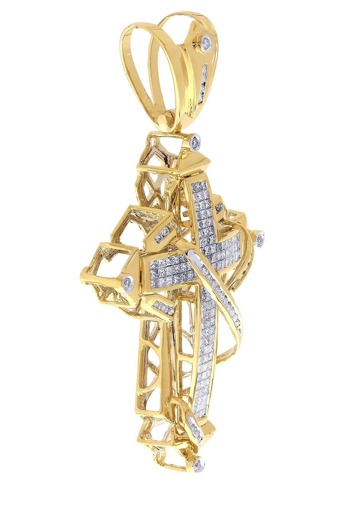 2.71 Carat Diamond Cross Pendant Necklace - 19.95 Grams Solid Gold Religious Jewelry for Women & Men - Perfect for Baptism, Confirmation, Wedding & Everyday Wear