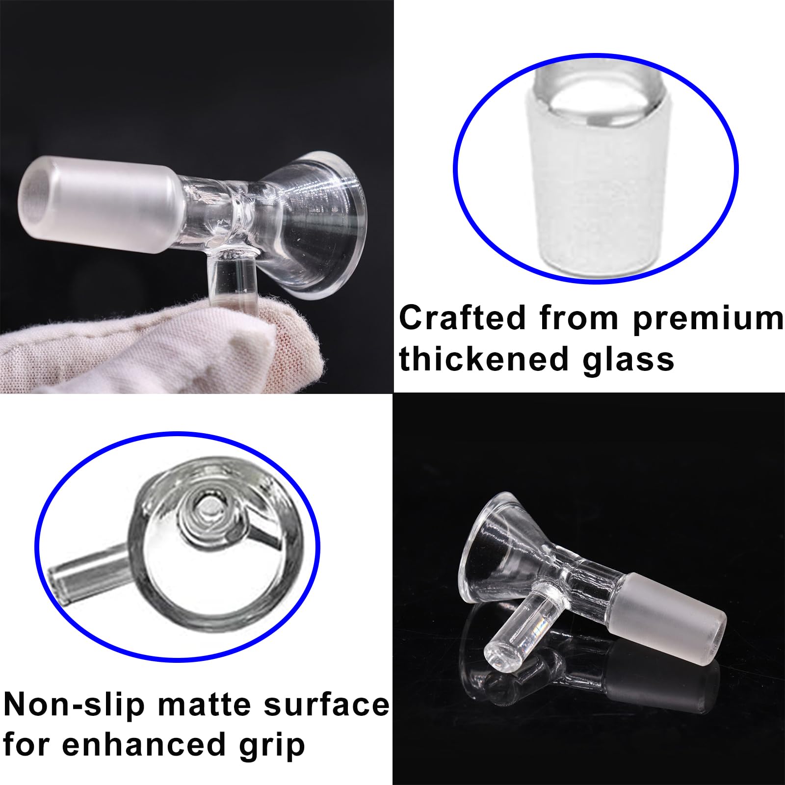 6Pcs 14mm Glass Funnel Set - 14mm Male Glass Slide Bowl & Scientific Test Funnel - Clear Lab Glassware for Chemistry Experiments & Smoking Accessories - Perfect for Laboratory Use & Herbal Preparation