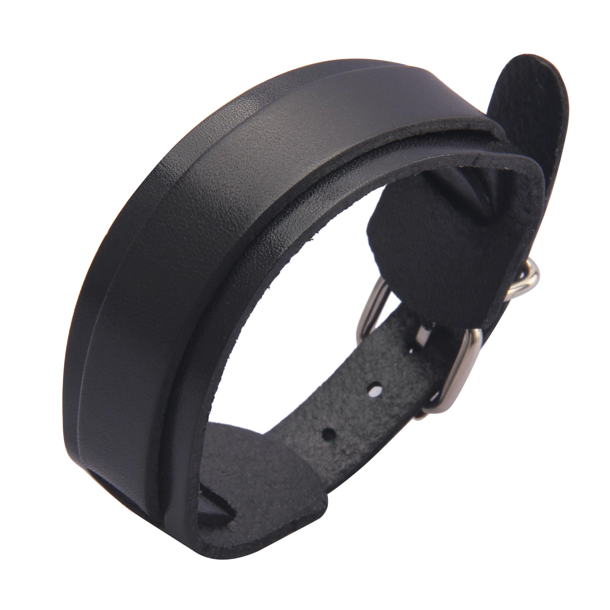Men's & Women's Black Leather Bracelet - Punk Style Wrist Cuffs & Arm Bands for Casual Wear, Parties & Gothic Fashion Accessories