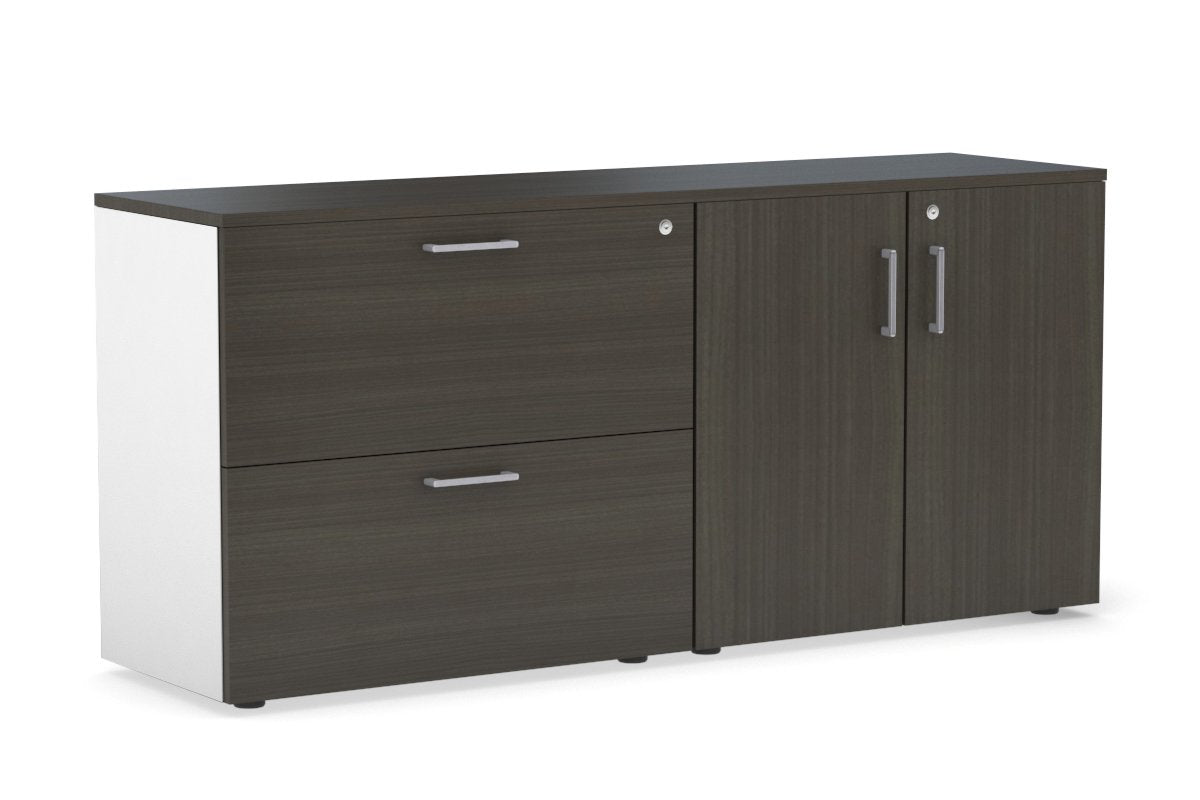 2-Drawer Lateral File Cabinet with 2-Door Storage Cupboard - Office Organization & Document Storage Solution for Home & Business Workspaces