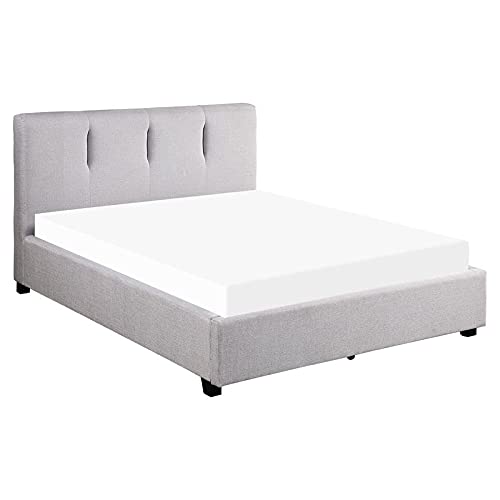 Lexicon Aitana Gray Fabric Full Platform Bed with Storage Drawers - Modern Bedroom Furniture for Small Spaces & Guest Rooms