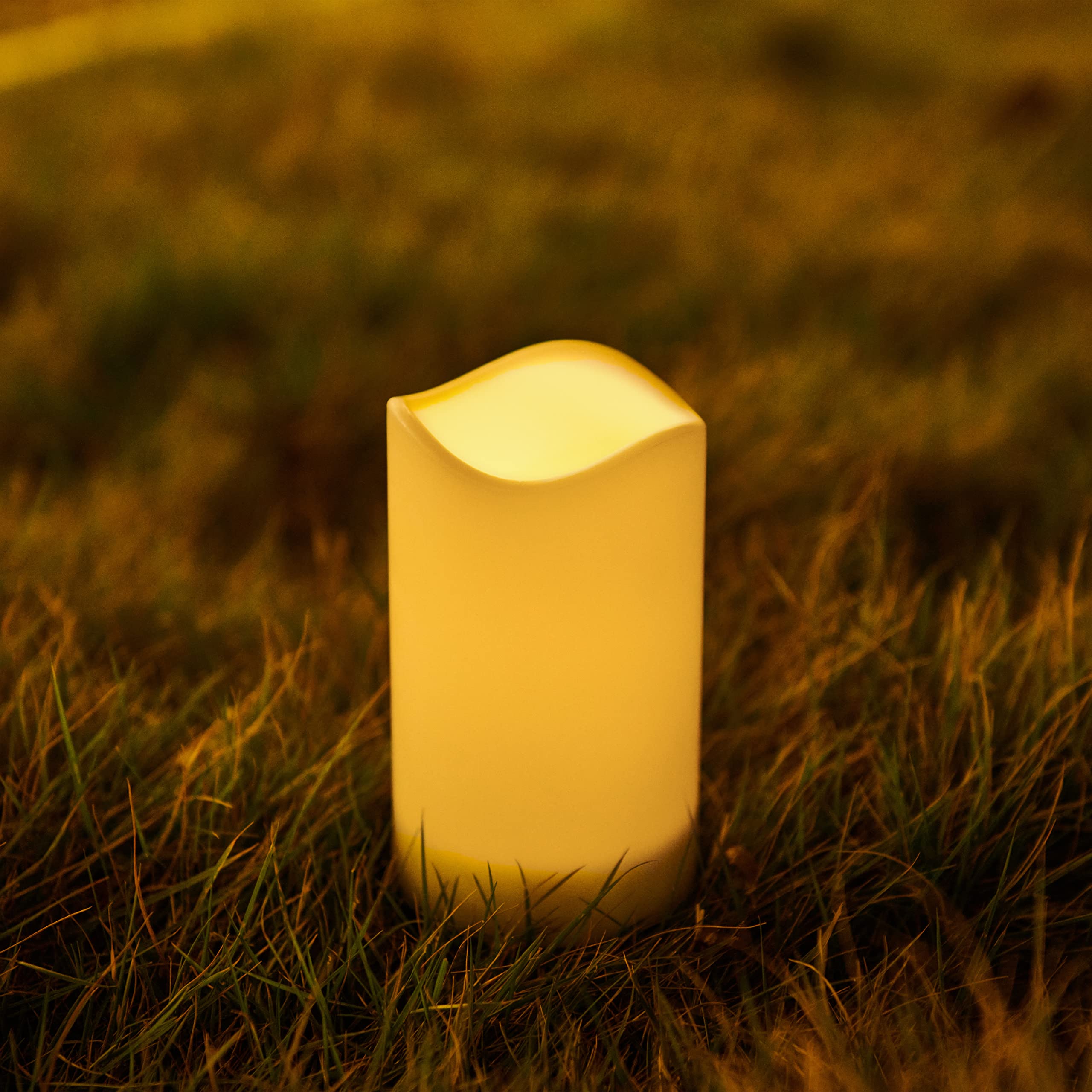 Outdoor Solar Candles - 3x5 Inch Rechargeable Solar Powered Window Candles with Dusk to Dawn Sensor & Timer - Battery Operated Electronic Flameless Candles for Patio, Garden, Wedding & Home Decor