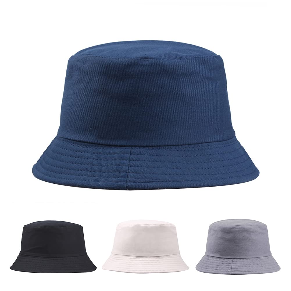 Unisex 100% Cotton Bucket Hat for Women & Men - Packable Summer Sun Hat for Travel, Beach, Outdoor & Fishing - Blue One Size Fits All - Perfect for Vacations, Hiking and Sunny Days