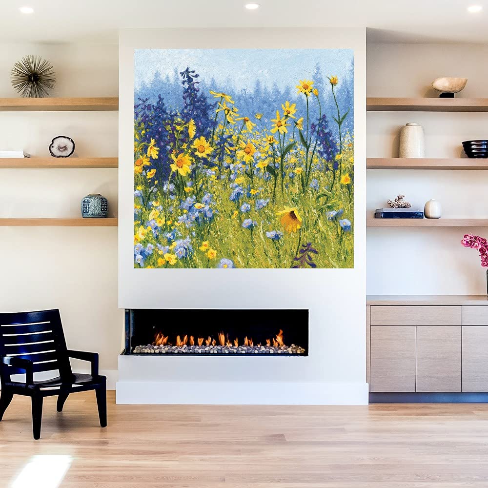 Botanical Wall Art Canvas - Joyful in July III by Shirley Novak - 22x22 Inch Plant Decor for Bathroom & Bedroom - Nature Inspired Home Decor for Relaxing Spaces