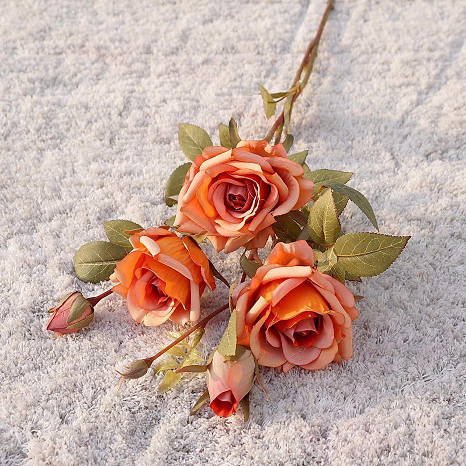 Goodliest 1Pc Artificial Flower - DIY Vivid Rose Single Stem Fake Flower for Wedding Arrangements, Home Decor, Table Centerpieces (Orange Red) | Perfect for Bouquets, Floral Displays & Party Decorations