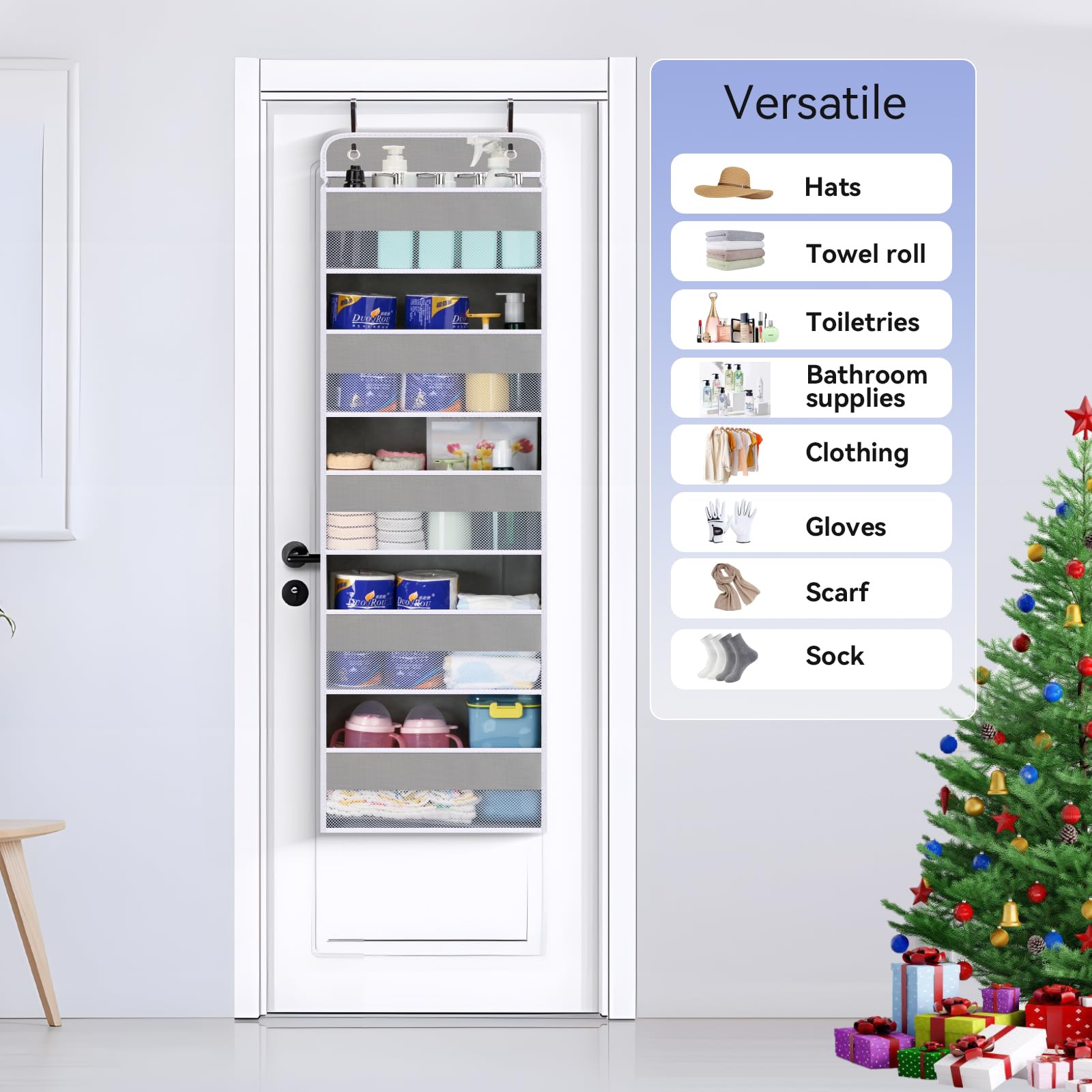 WishJazz 2-Pack Heavy Duty Over The Door Organizer - 5-Shelf Storage Hanger with Anti-Tilt Design Holds 45 lbs - Space Saving Closet, Bathroom, Nursery, RV & Pantry Organizer for Shoes, Toys & Baby Essentials - Perfect for Small Spaces & Home Organization