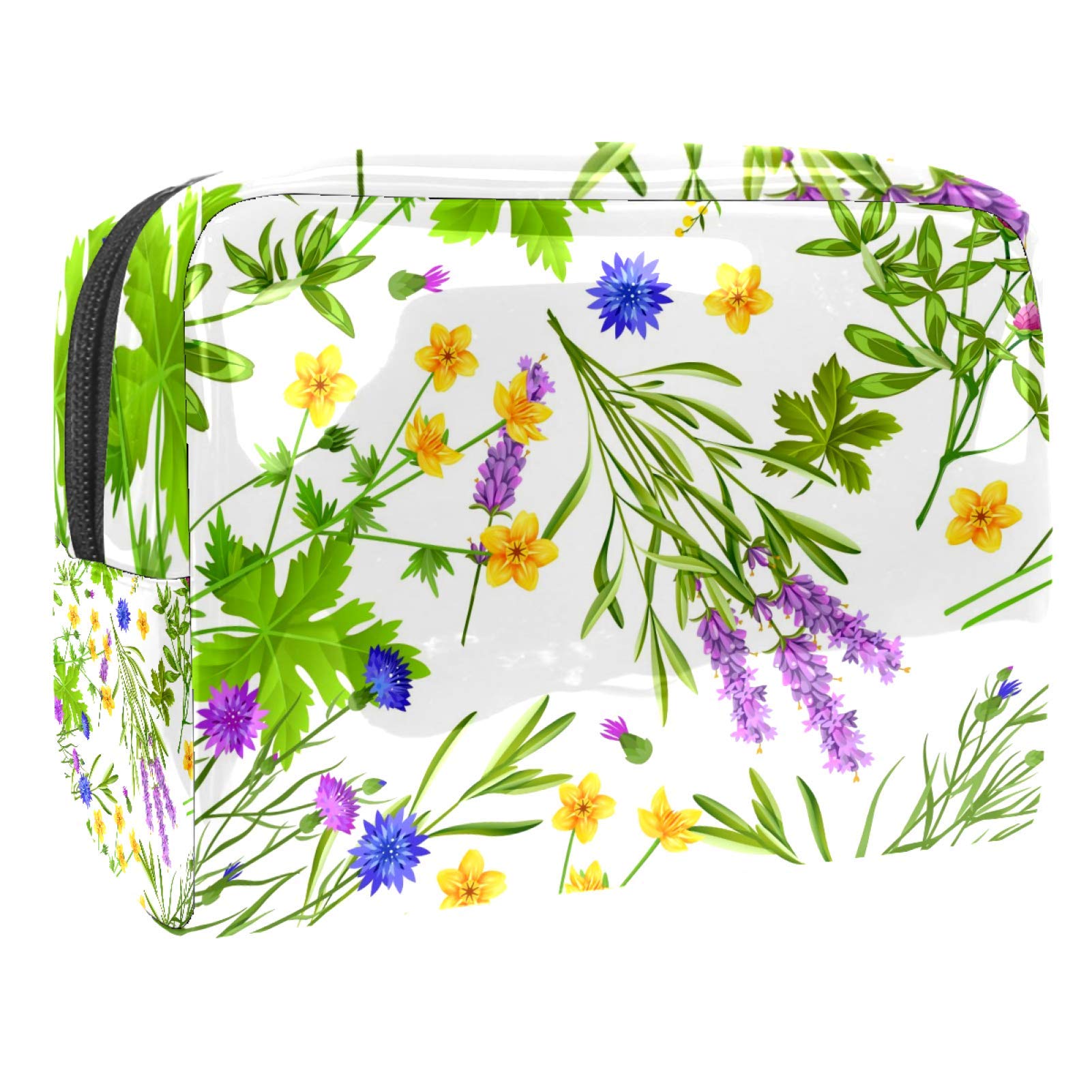 Portable Makeup Bag with Zipper - Travel Toiletry Organizer for Women - Waterproof Cosmetic Pouch with Floral Design - Perfect for Travel, Gym, and Daily Storage