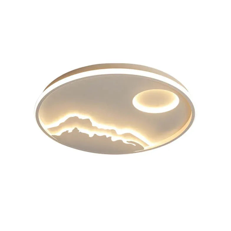 Modern Round Landscape Ceiling Light Fixture - Dimmable LED Flush Mount for Living Room, Bedroom, Dining Room - Perfect for Home Decor & Ambient Lighting