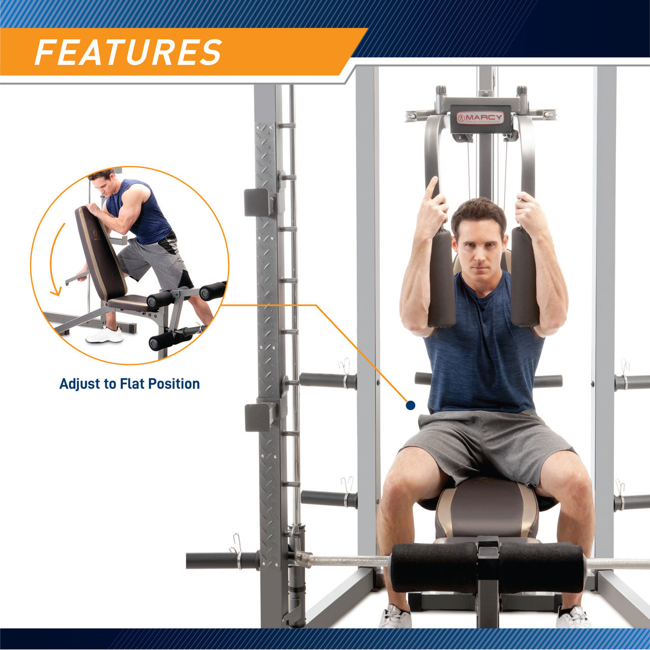 Marcy SM 4008 Smith Machine - Full Body Gym Equipment for Home & Commercial Use | Strength Training & Weightlifting Workout Station for Fitness Enthusiasts