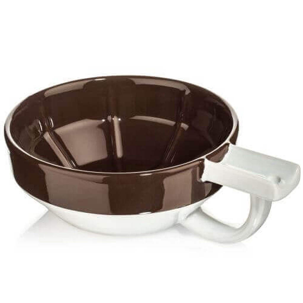 Premium Shaving Lather Bowl - Brown & White Ceramic Shaving Scuttle for Men - Perfect for Wet Shaving, Barber Shops & Home Grooming Kits