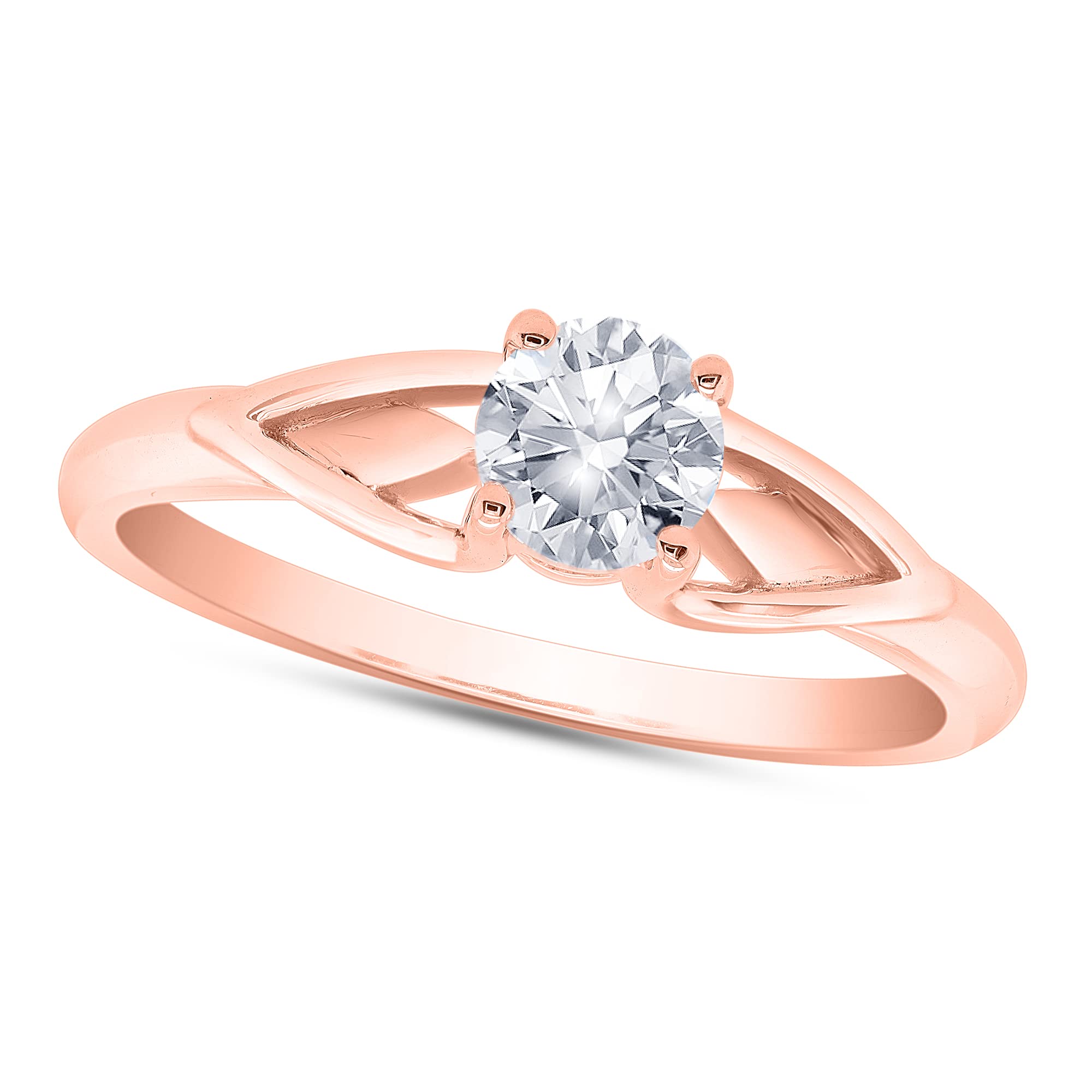 Vintage Style Solitaire Diamond Ring for Women - 14K Gold Over 925 Sterling Silver, 0.35ct H-I Color I2 Clarity Engagement Ring | Perfect for Proposals, Anniversaries & Special Occasions