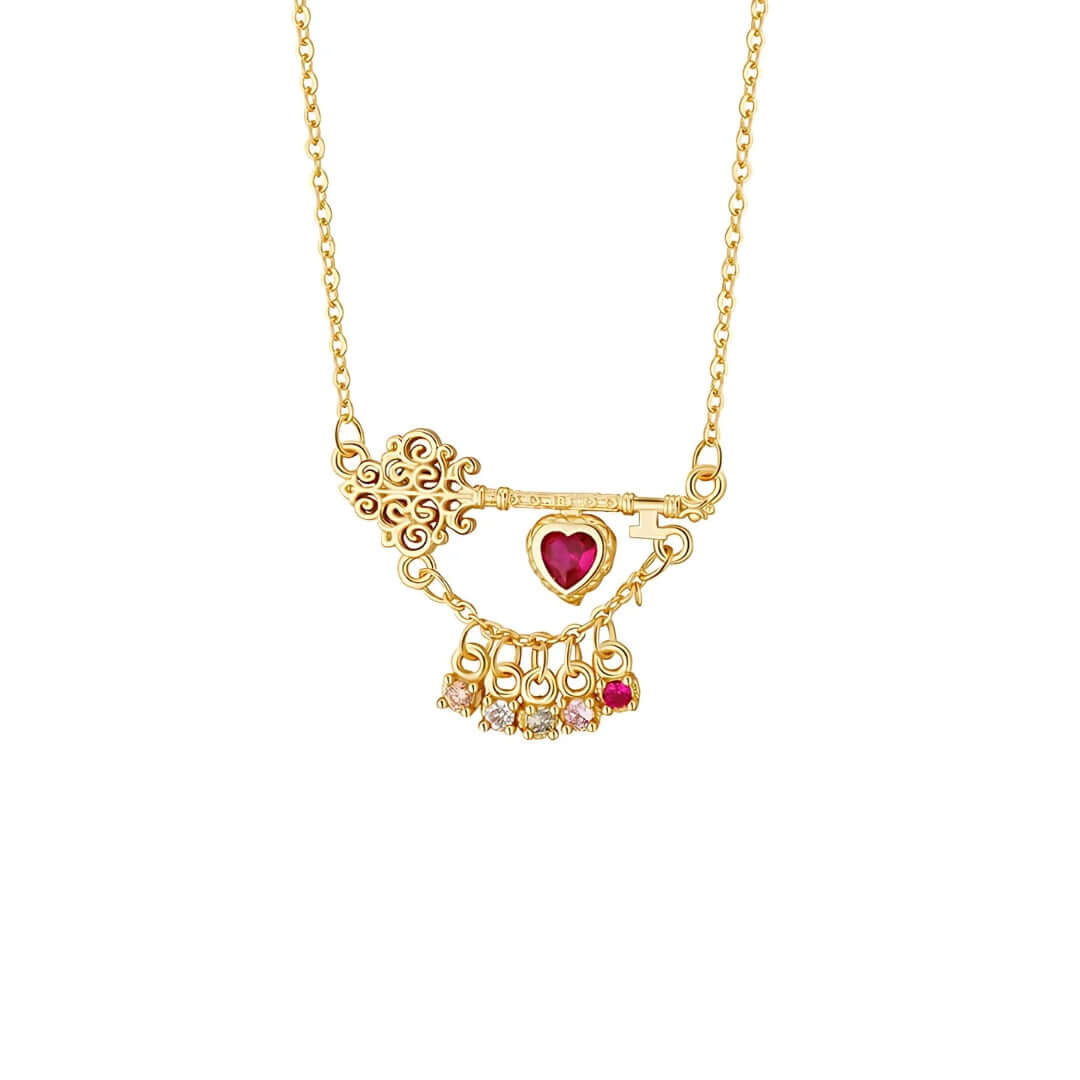Edwardian Key to Your Heart Necklace with Charm Pendant | XL1319 | Vintage Inspired Jewelry for Women, Romantic Gift for Anniversary, Valentine's Day
