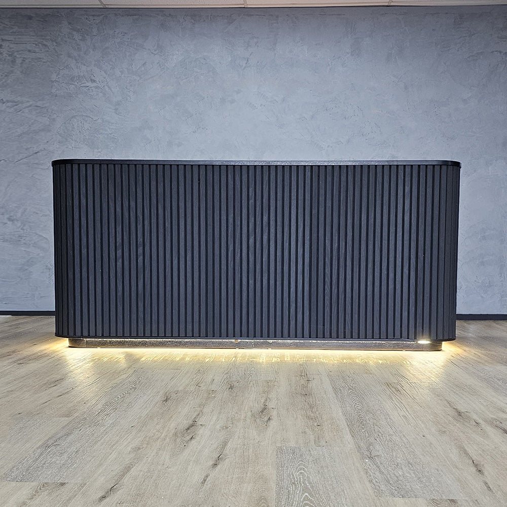 Modern HALO Reception Desk 180cm Black - Premium Office Furniture for Hotels, Corporate Lobbies & Professional Workspaces