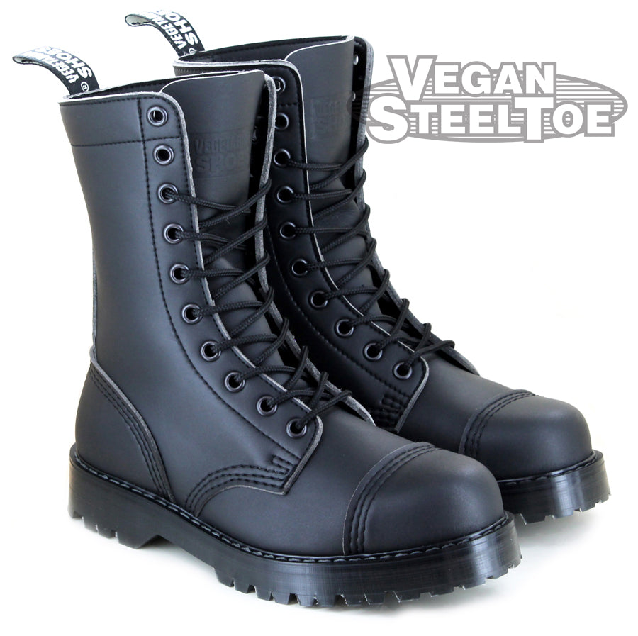 Vegan Leather 10 Eyelet Combat Boots - Eco-Friendly & Cruelty-Free Footwear for Men & Women | Perfect for Punk, Goth & Everyday Street Style