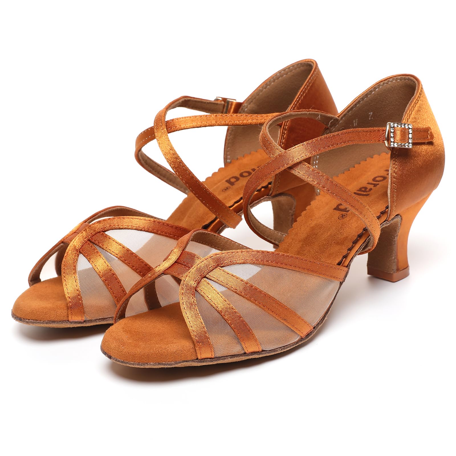 Latin Dance Shoes for Women - Low Heel Mesh Salsa & Ballroom Shoes - Comfortable Satin Prom Dance Shoes for Latin, Salsa, Tango, Wedding & Performance