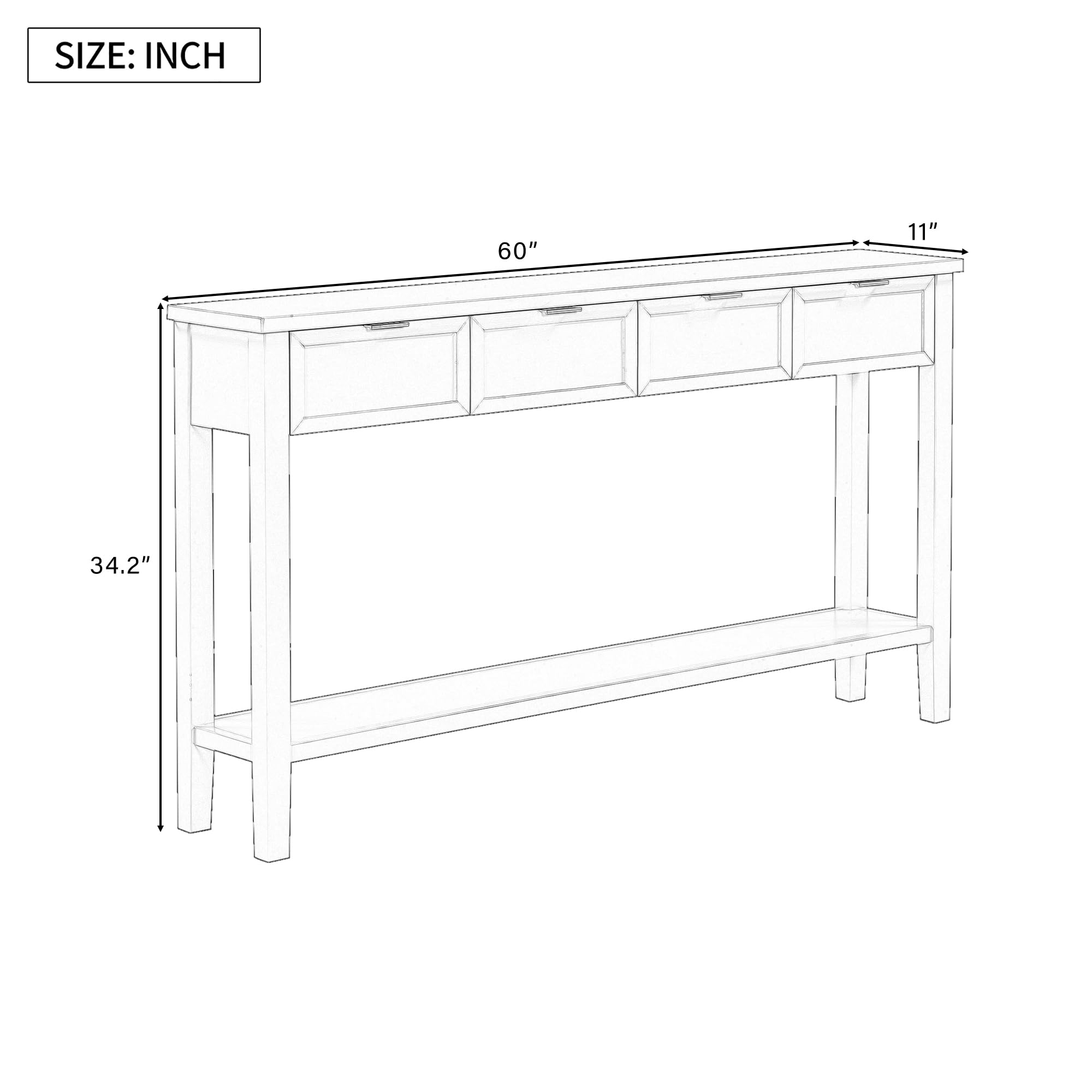 Modern Rustic Console Table with Drawer - Solid Wood Narrow Entryway Table for Hallway, Foyer & Living Room - Farmhouse Style Sofa Table with Storage Shelf