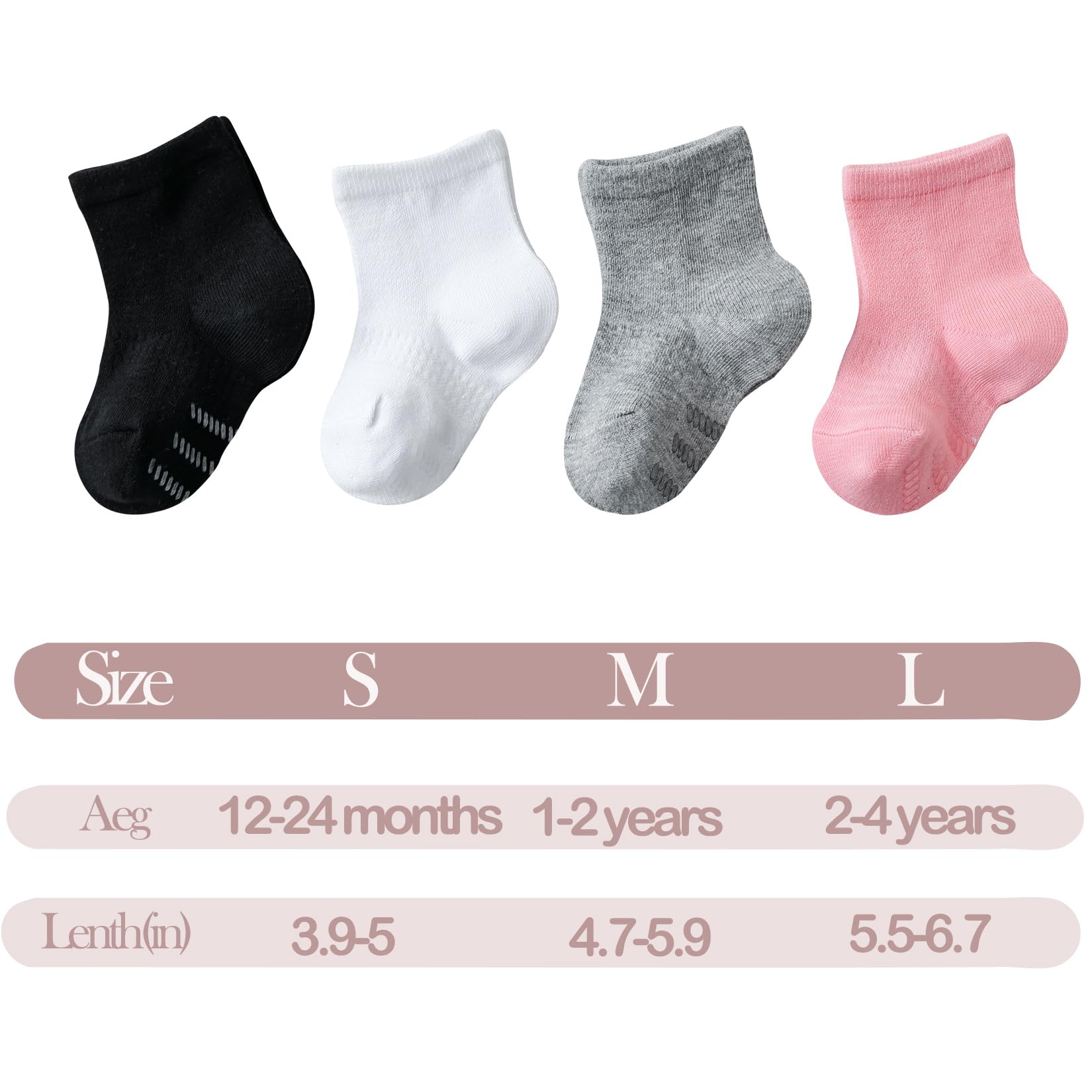 JORMATT Baby Toddler Socks - 6 Pairs Non-Slip Cotton Ankle Socks for Girls & Boys (1-3 Years) | Soft & Breathable with Grips for Playtime, Daycare & Home Use
