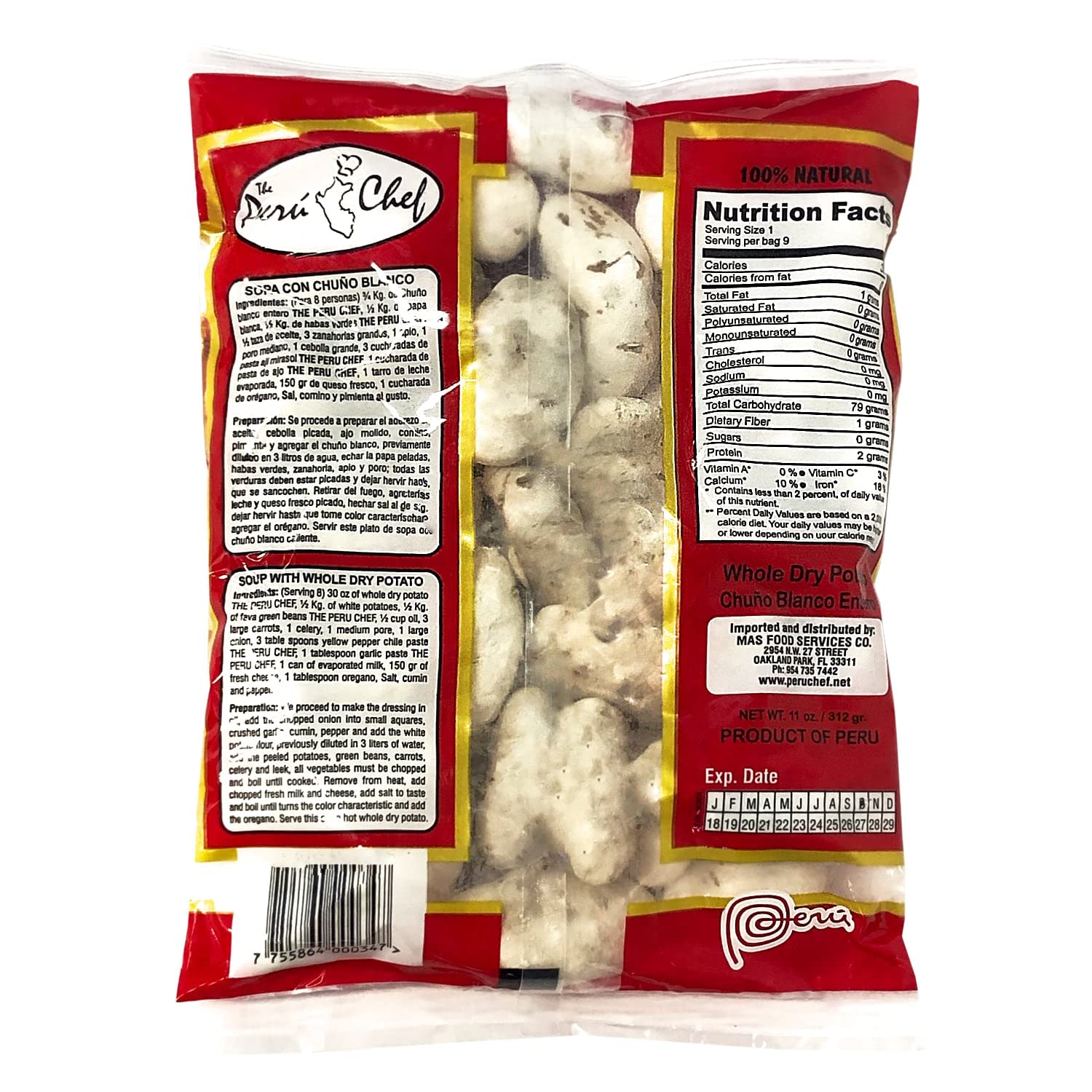 Peruvian Chuño Blanco Entero - Whole White Freeze-Dried Potatoes 11 oz | Authentic Andean Ingredient for Soups, Stews & Traditional Dishes