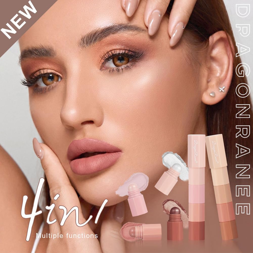 4-in-1 Waterproof Eyeshadow Pen Set - Non-Smudge High Gloss Silky Eyeshadow Stick with Pearlescent Finish | Glitter Eyeliner & Shimmer Metallic Eyeshadow for Korean Makeup Look | Perfect for Party, Wedding & Night Out (#A+#B)
