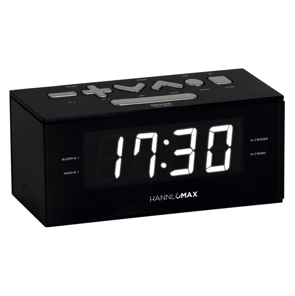 HANNLOMAX HX-144CR Digital Alarm Clock Radio with AM/FM PLL Tuner, 1.2