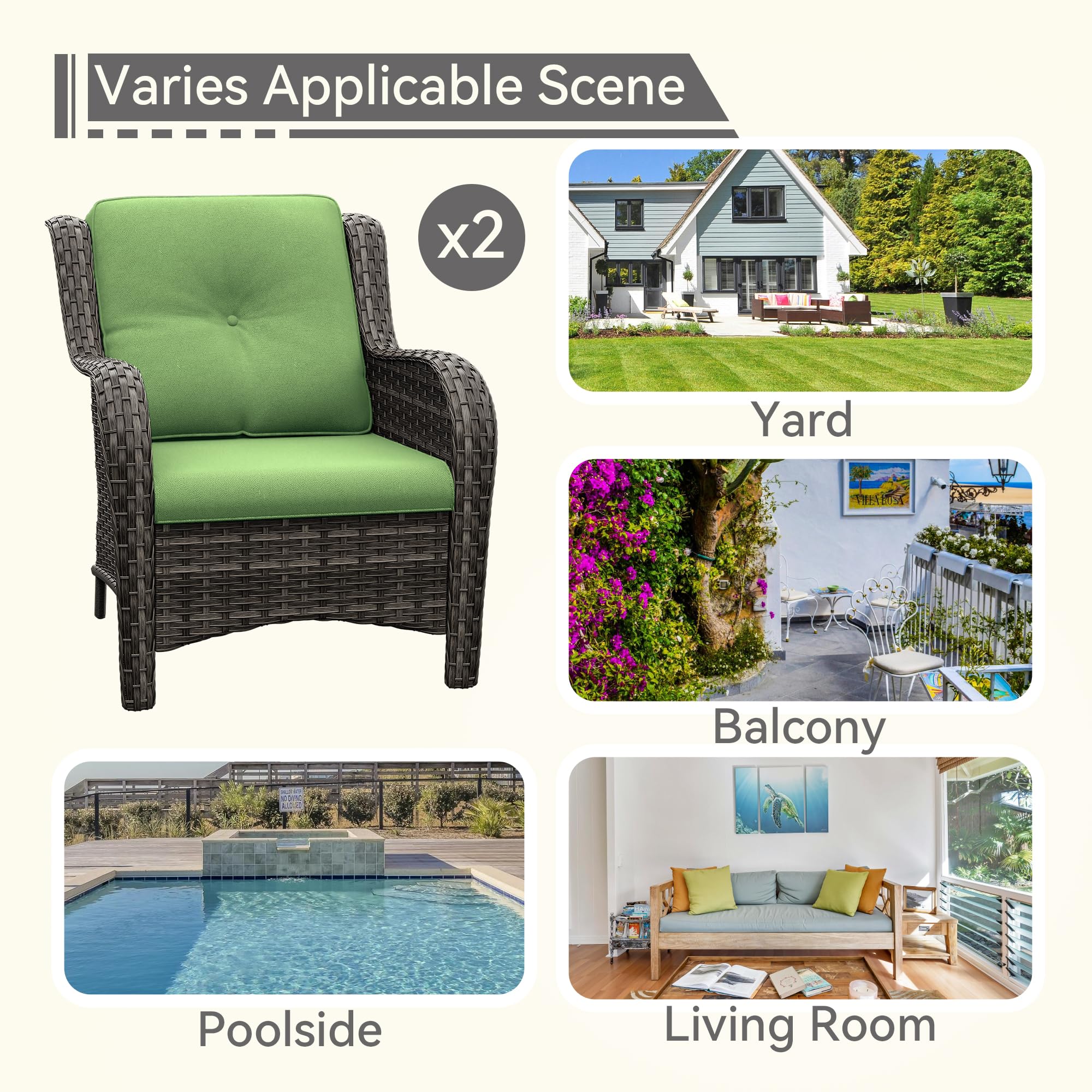 2-Piece Patio Wicker Chair Set with 3.5