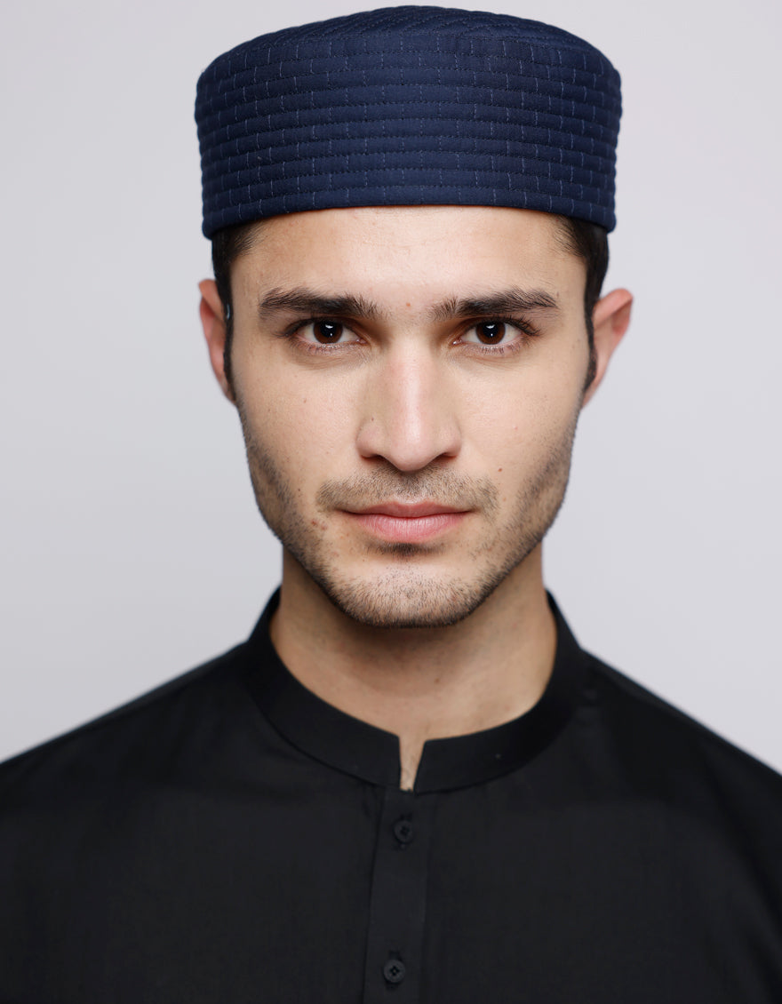 J. Junaid Jamshed Blended Blue Cap for Men - Stylish Cotton Baseball Hat for Casual Wear, Outdoor Activities & Sports