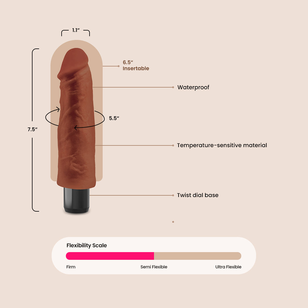 Real Feel No.1 | 7.5 Inch Realistic Vibrating Dildo for Women - Powerful G-Spot Stimulation & Clitoral Pleasure | Waterproof & Body-Safe Silicone | Perfect for Couples Play & Solo Pleasure