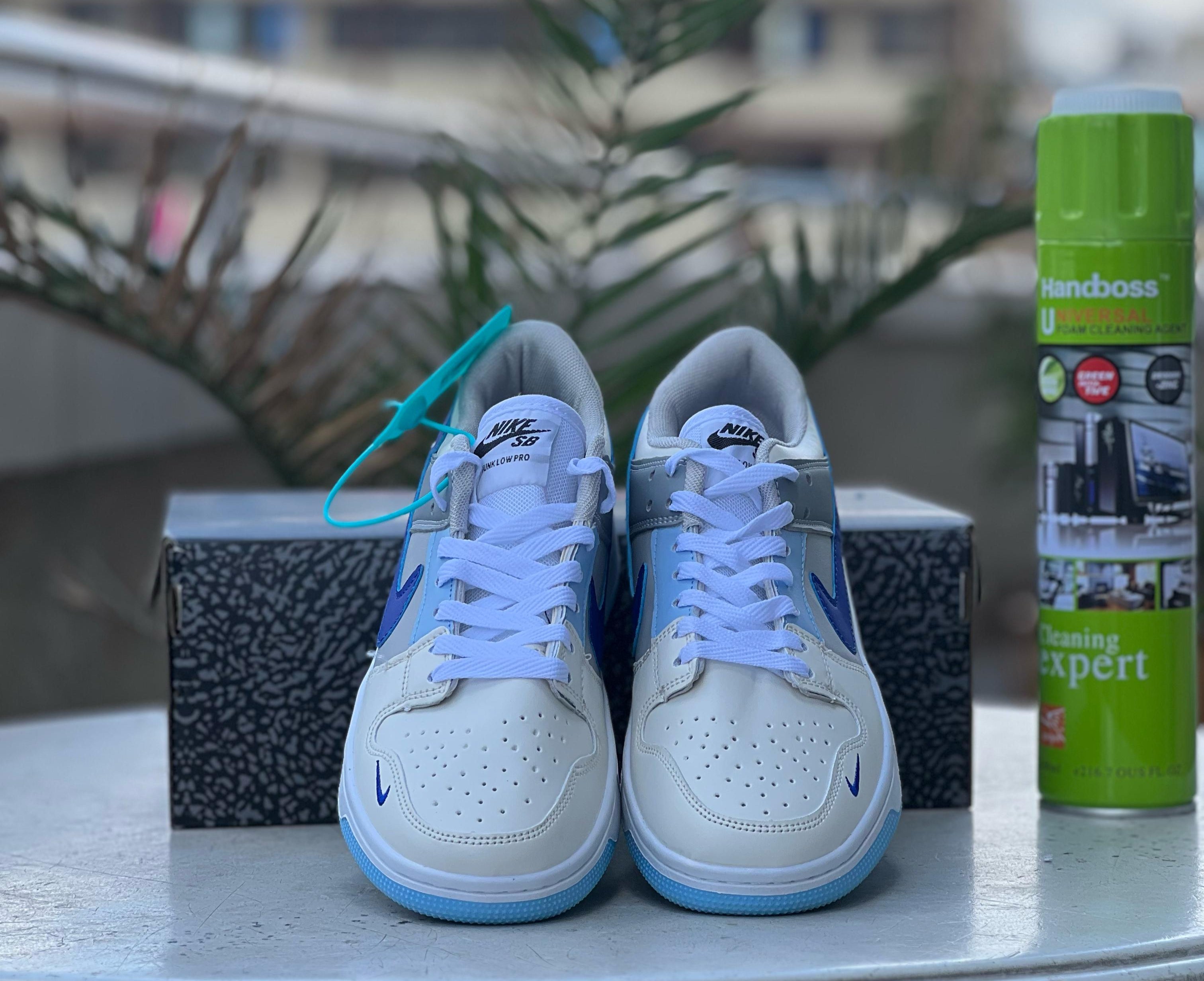 Nike Dunk Low Sneakers - White, Grey & Royal Blue Men's/Women's Casual Shoes for Running, Walking & Street Style Fashion
