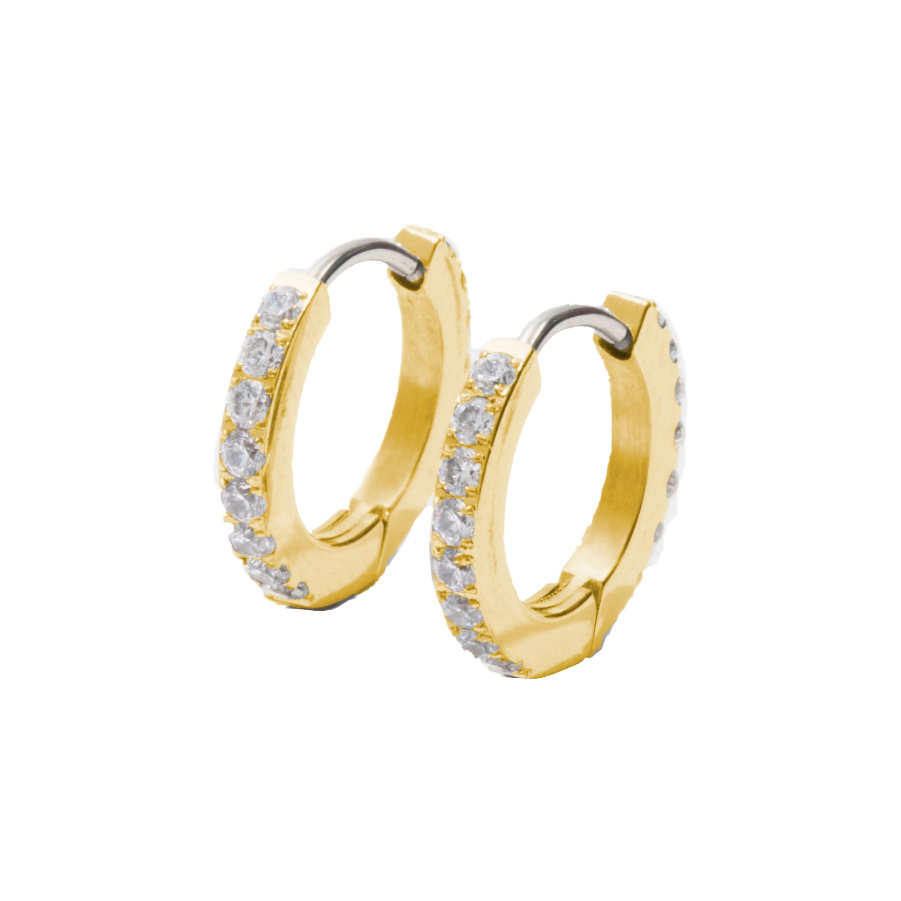 Hypoallergenic Titanium Hoop Earrings for Women - Sensitive Ears Friendly Gold Crystal Small Hoops - Trendy Date Night Jewelry Gift Set | Perfect for Parties, Weddings & Everyday Wear