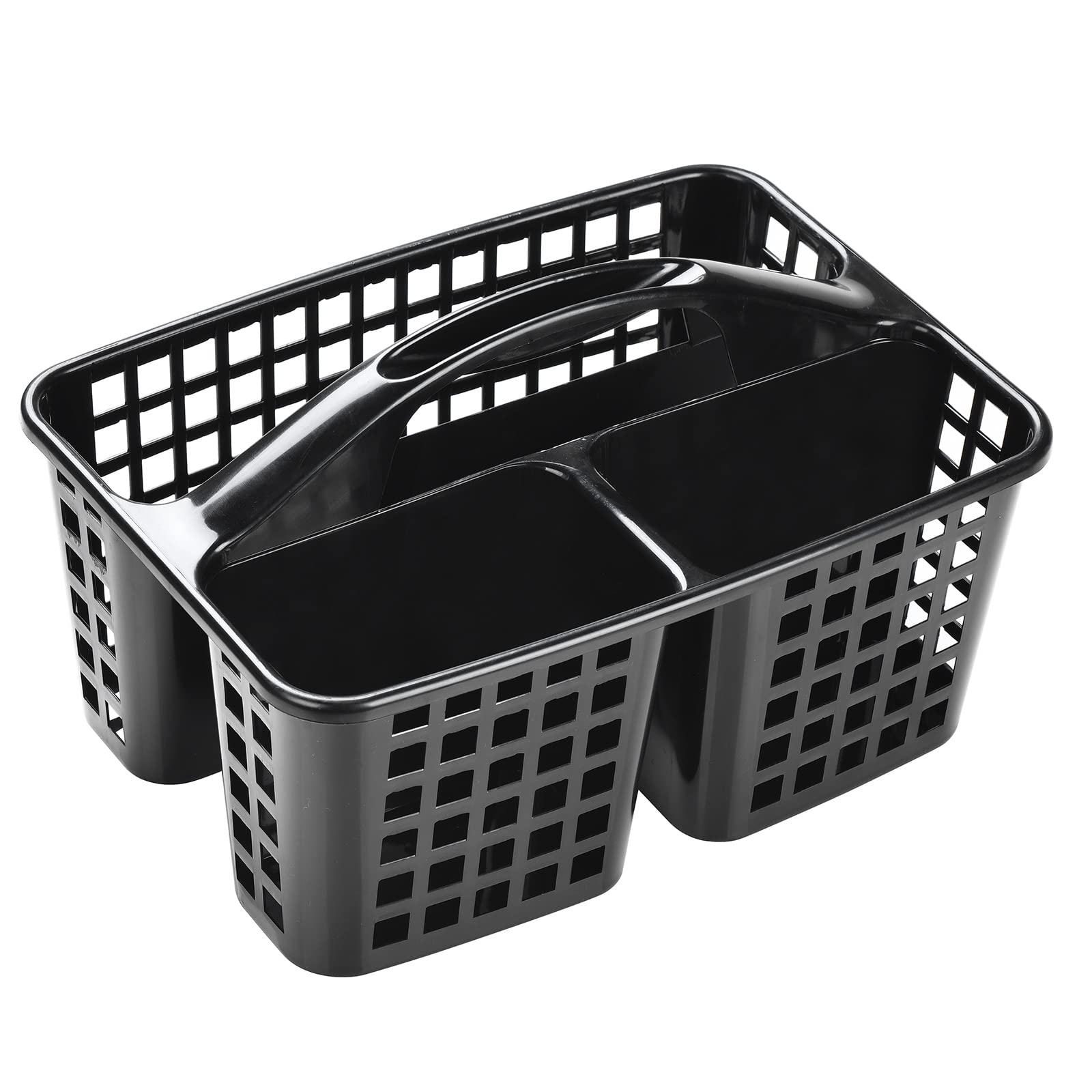 ALINK Plastic Shower Caddy Organizer with Multiple Compartments | Portable Bathroom Storage Basket with Handle | Perfect for College Dorm, Apartment & Travel Use | Black