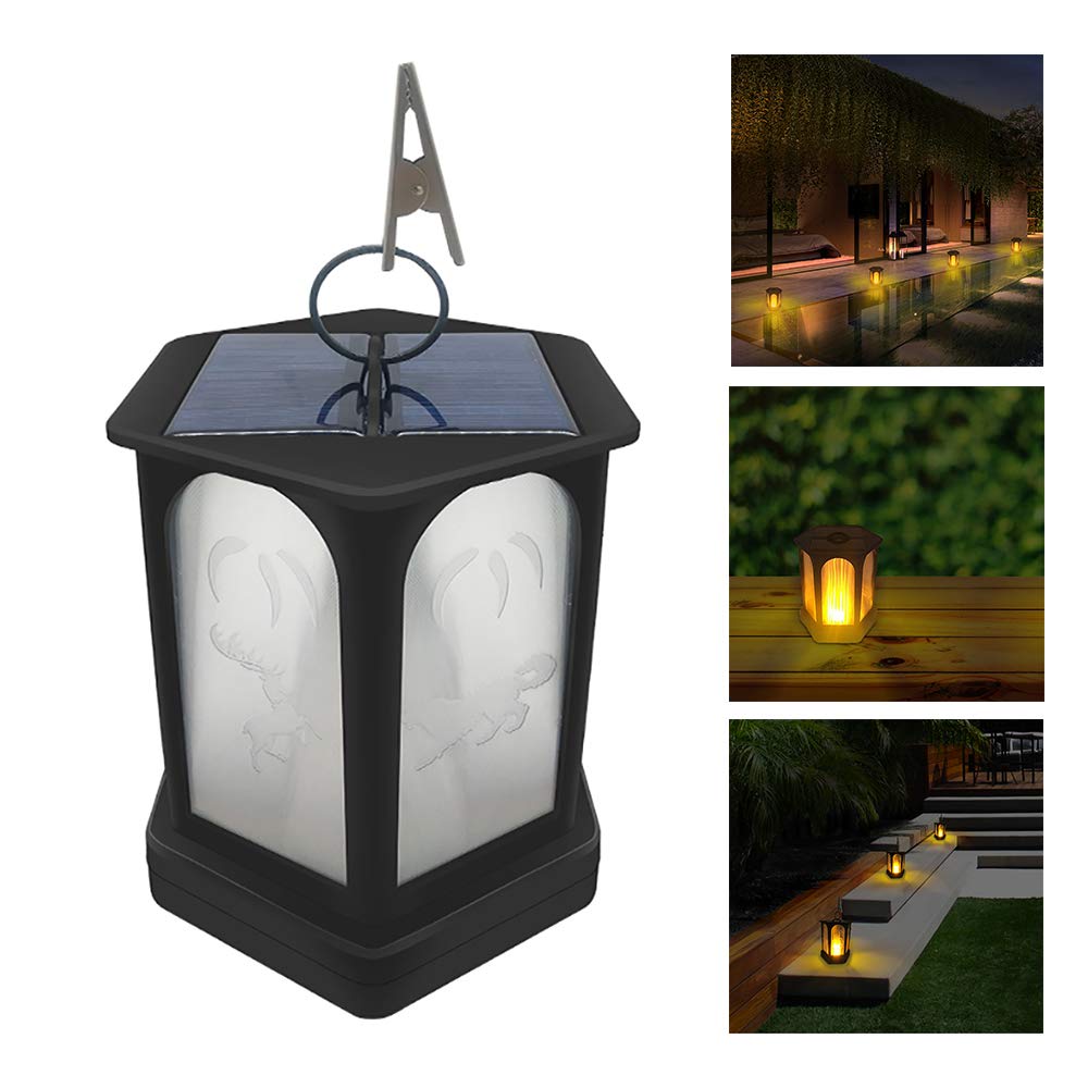 Hexagon Solar Lantern Lights - 96 LED Vintage Solar Garden Lights with Auto On/Off, Waterproof Outdoor Hanging Lights for Patio, Garden, Yard, and Camping Decor