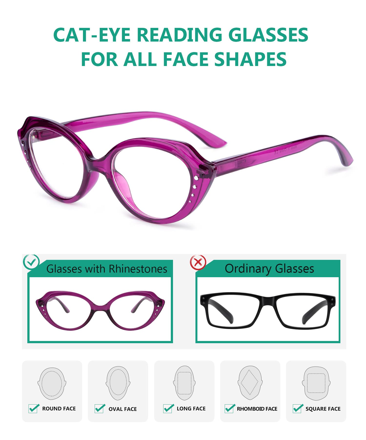 Eyekepper Stylish Reading Glasses for Women - Lightweight Blue Light Blocking Readers for Computer Work, Reading & Office Use