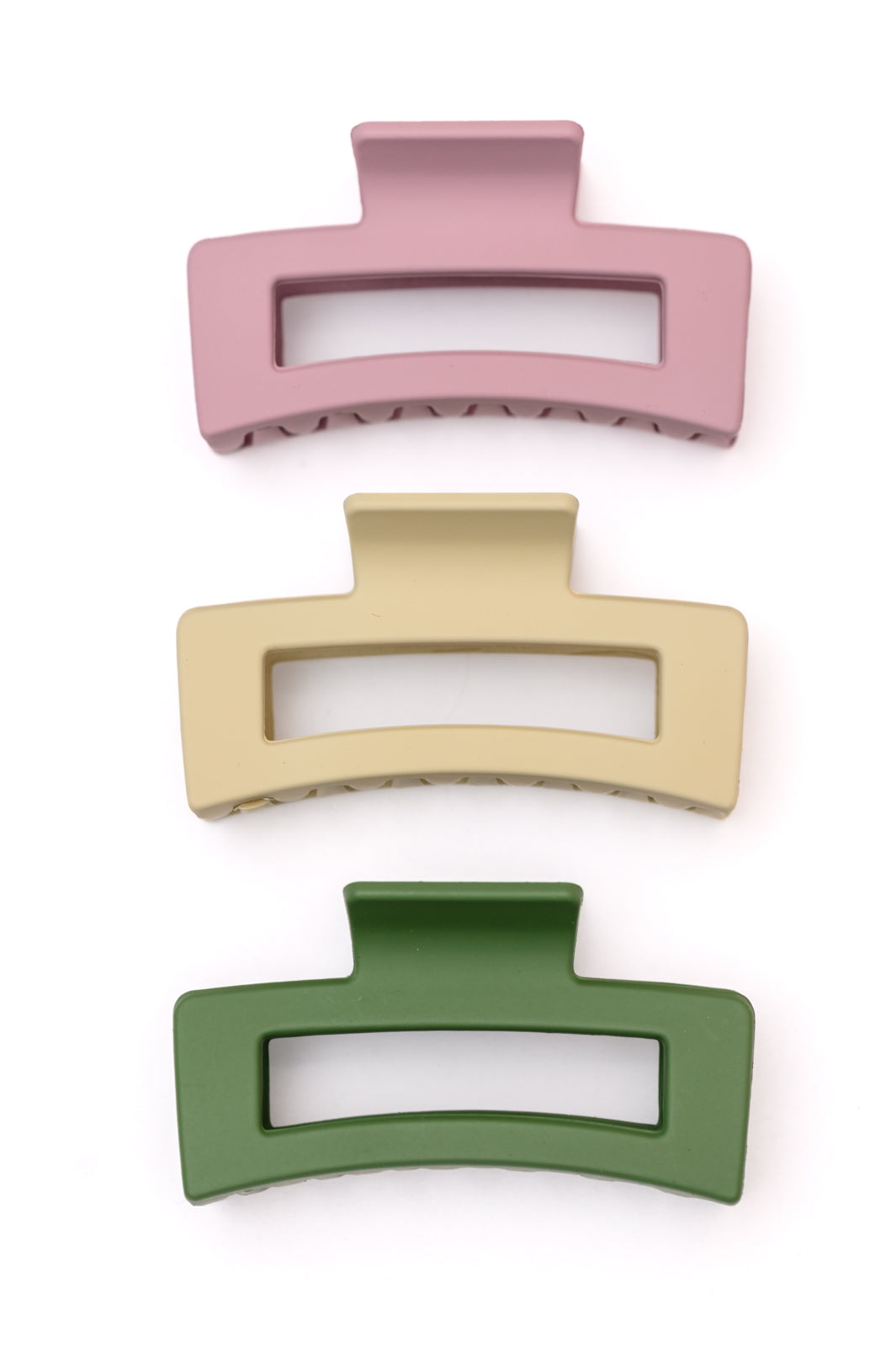 Matte Rectangle Claw Clips for Women - Set of 3 Hair Claw Clips for Thick Hair, Non-Slip Hair Clips for Ponytail, Bun & Updo - Perfect for Work, Gym & Everyday Hairstyles