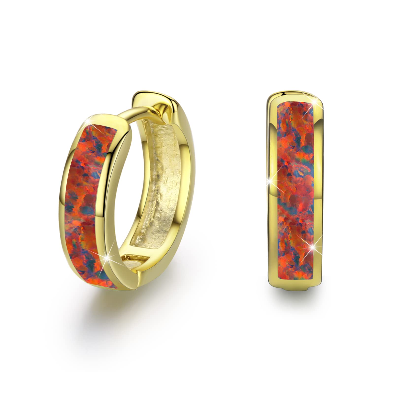 CUOKA MIRACLE Small Hoop Earrings for Women - 925 Sterling Silver Hinged Huggie Earrings with Simulated Opal | Hypoallergenic Jewelry for Sensitive Ears | Perfect for Everyday Wear, Office & Date Night