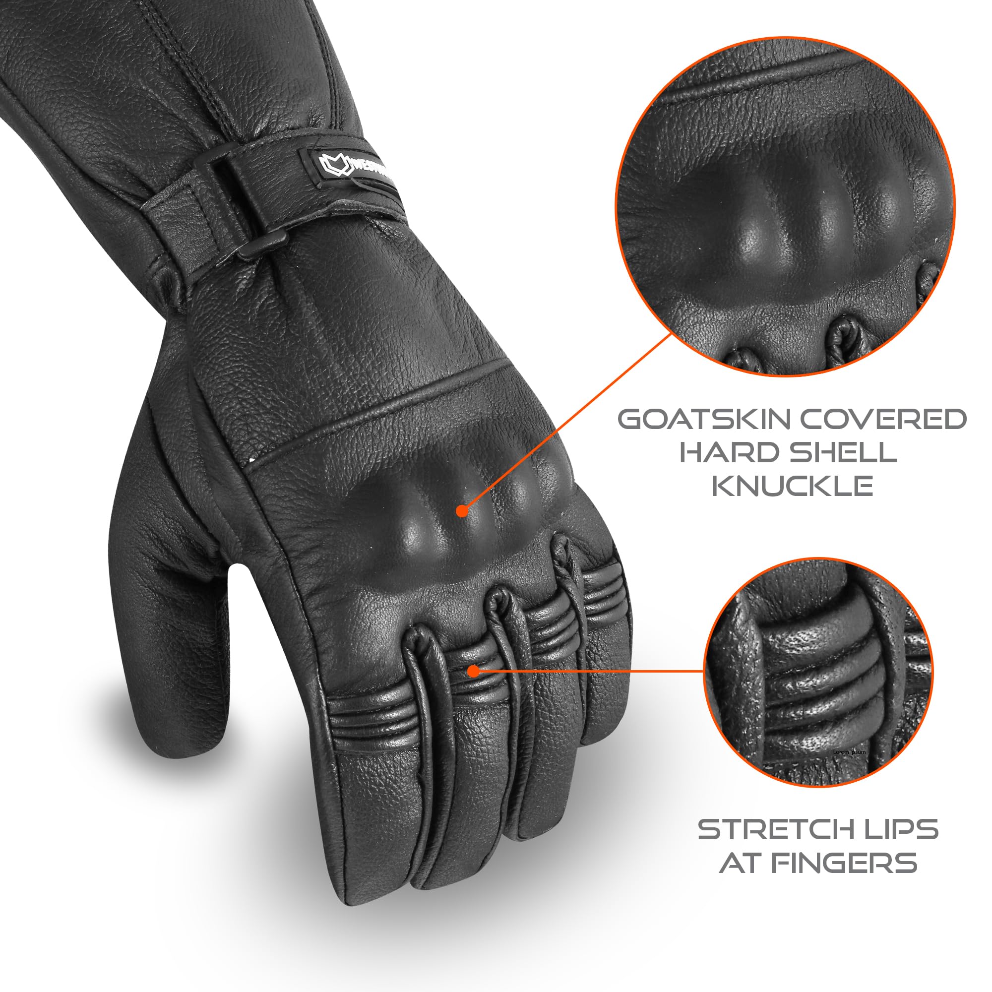 **Men's & Women's Black Leather Motorcycle Gloves - Touchscreen Riding Gloves with Joint Protection, Windproof & Thermal for Winter, BMX, ATV, MTB - Ideal for Cold Weather Riding & Road Racing**